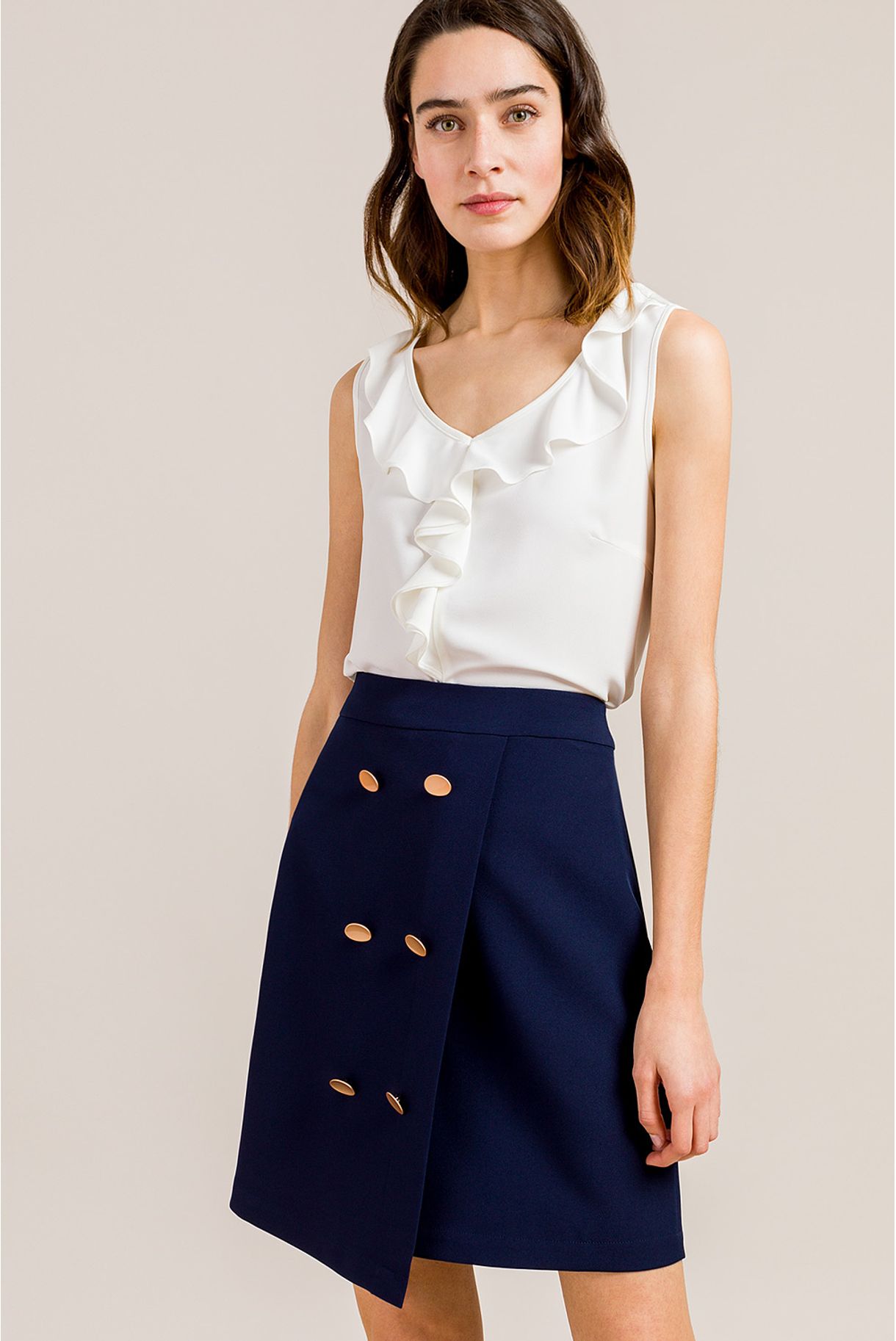 Short Skirt With Gold Buttons