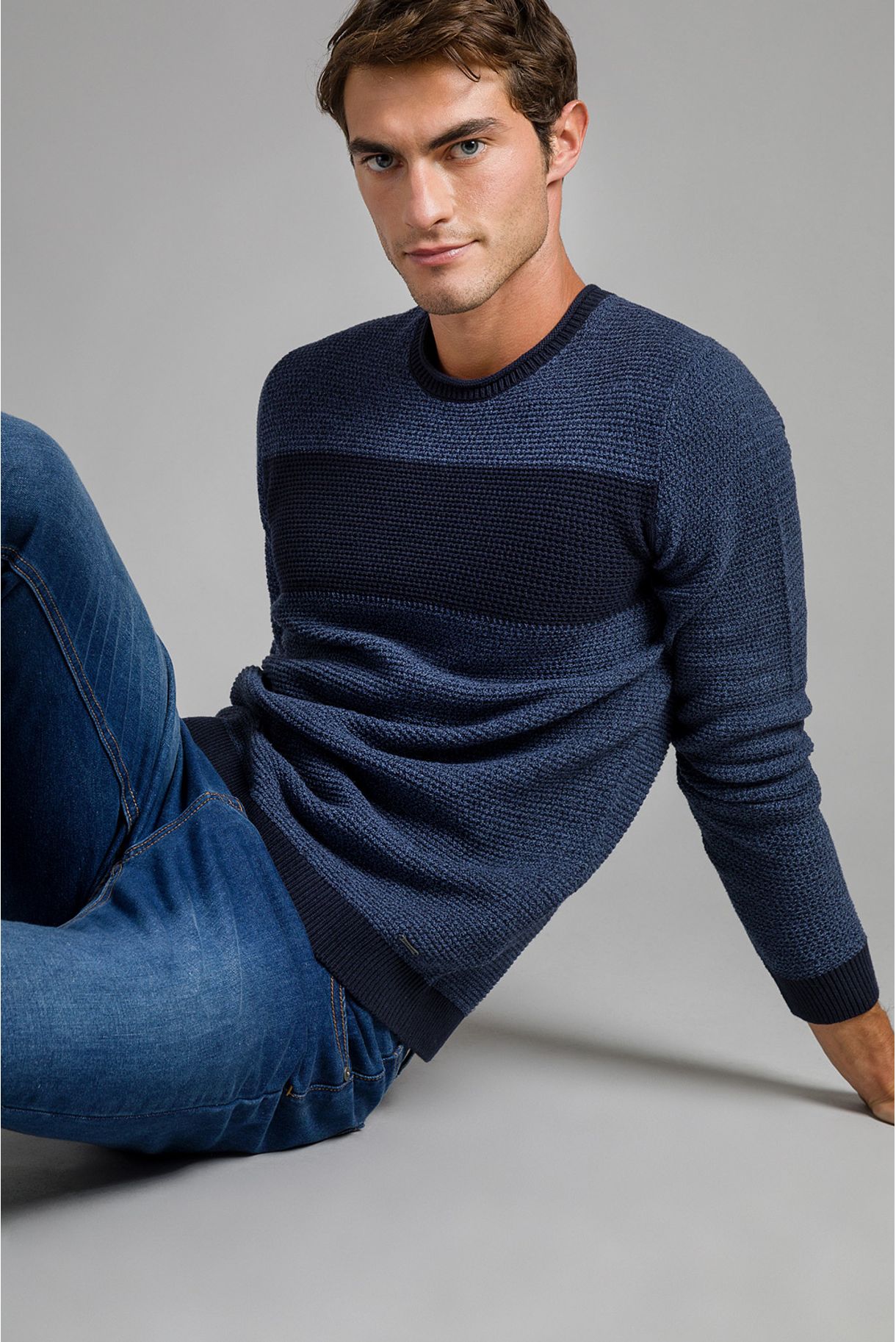 Sweater With Structure And Stripe 70/30