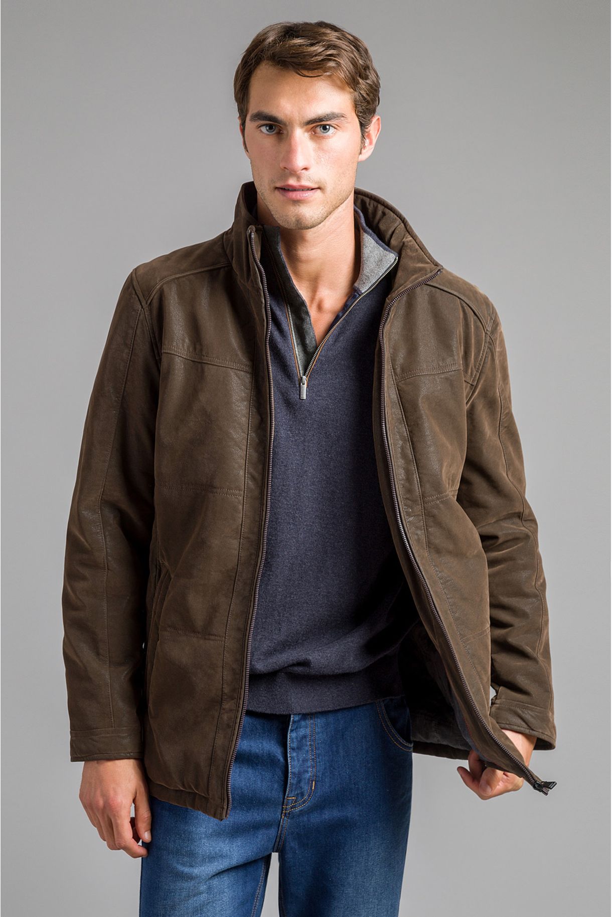 Brown Coat In Synthetic Leather