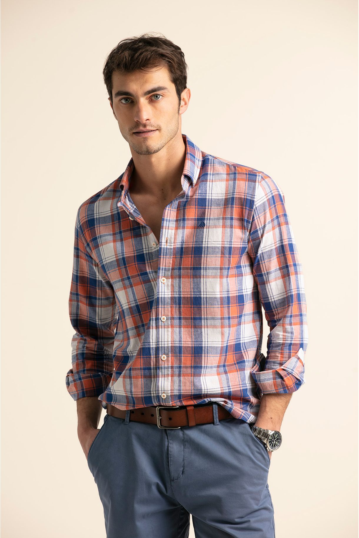 SQUARES SHIRT WITH LINEN
