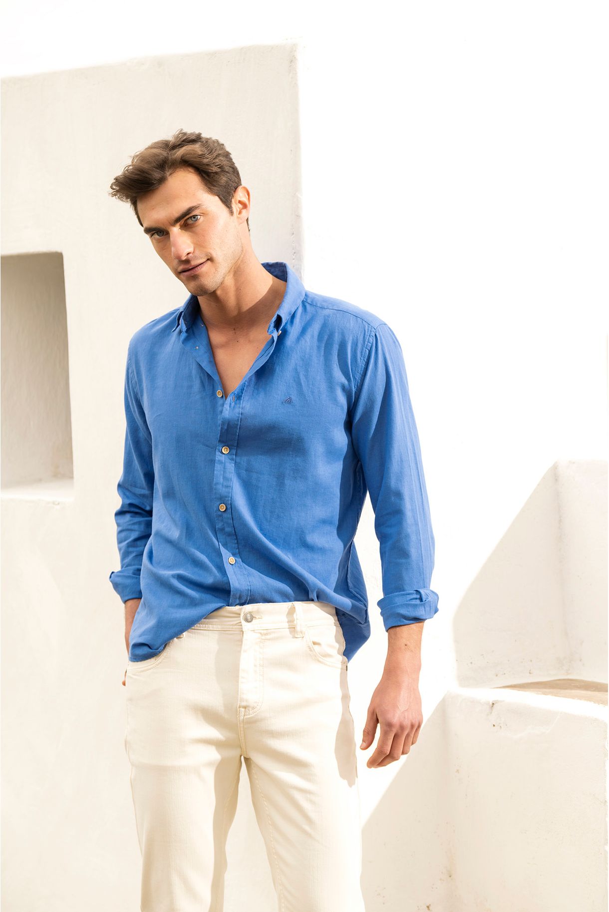 FLAT SHIRT IN LINEN AND COTTON
