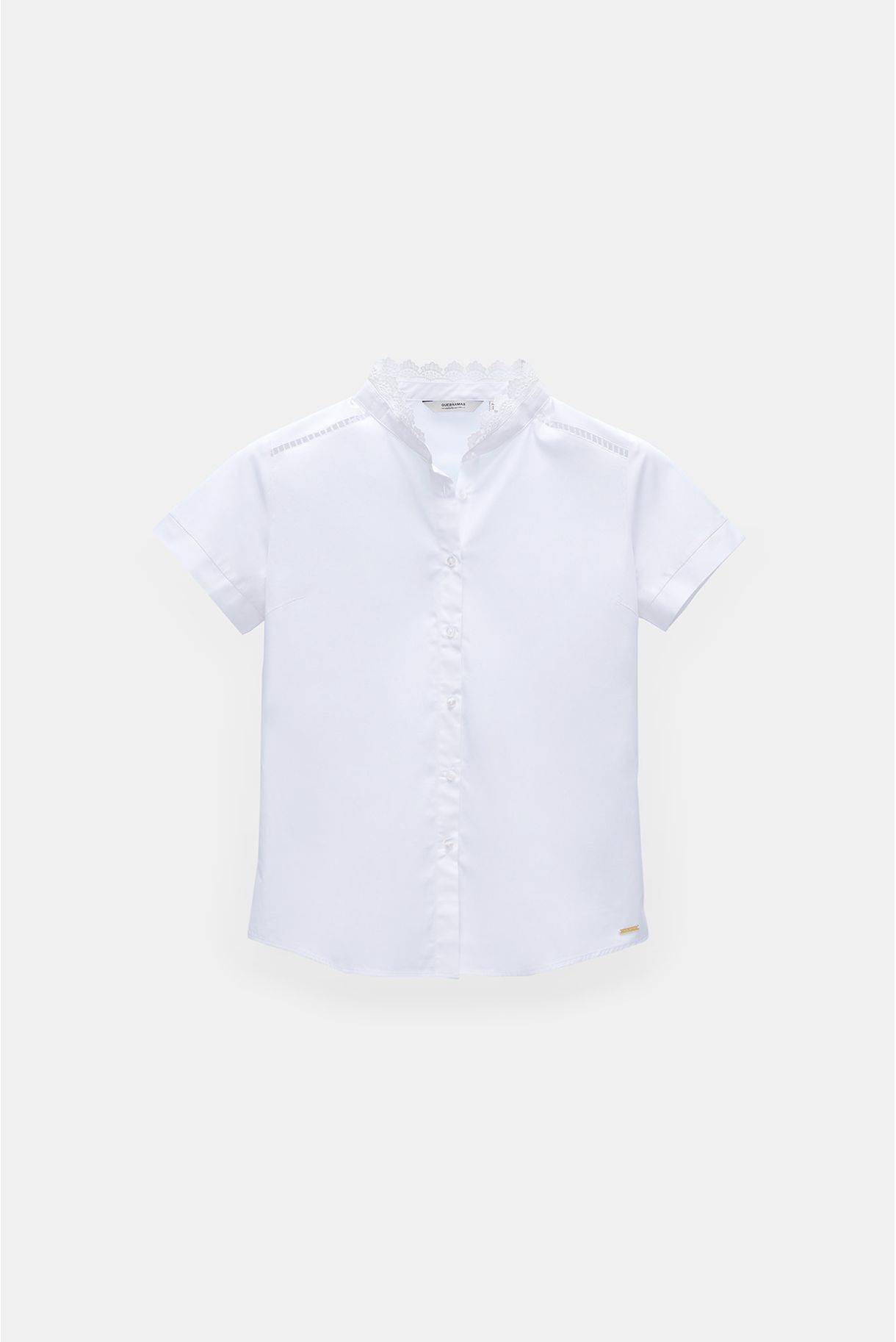 SHORT SLEEVE BLOUSE WITH FLAKE ON COLLAR