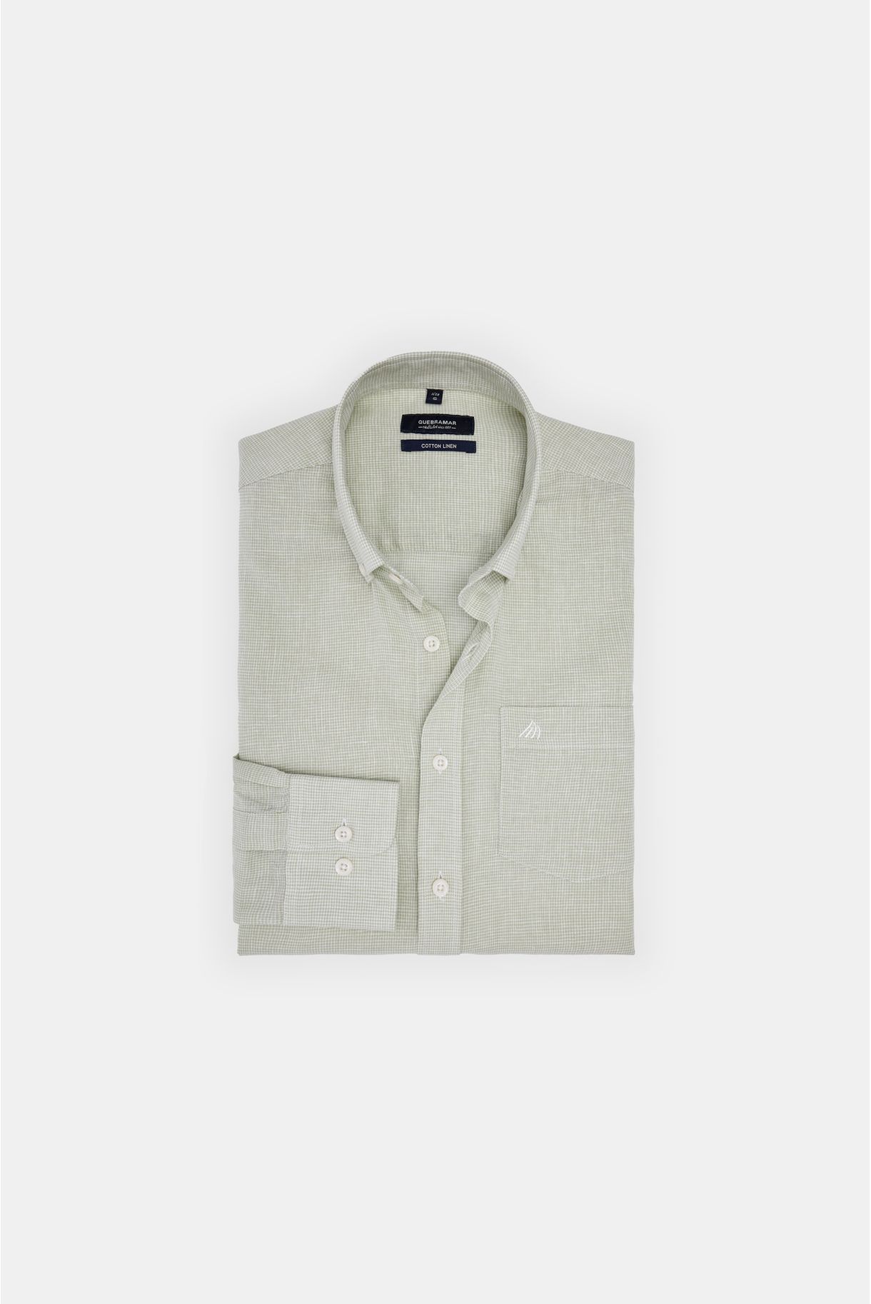 Linen cotton shirt with micro squares