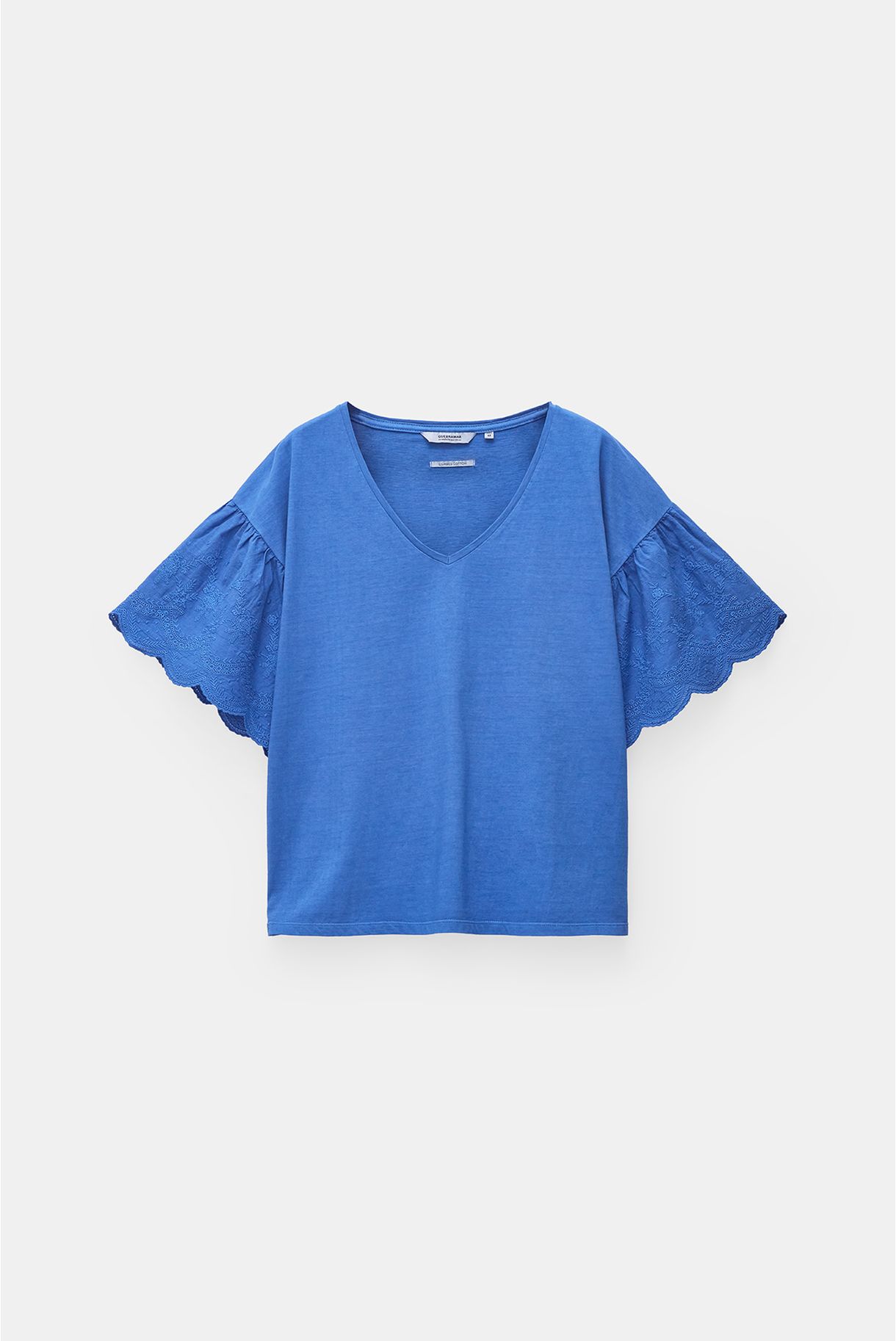 T-shirt with embroidered sleeve