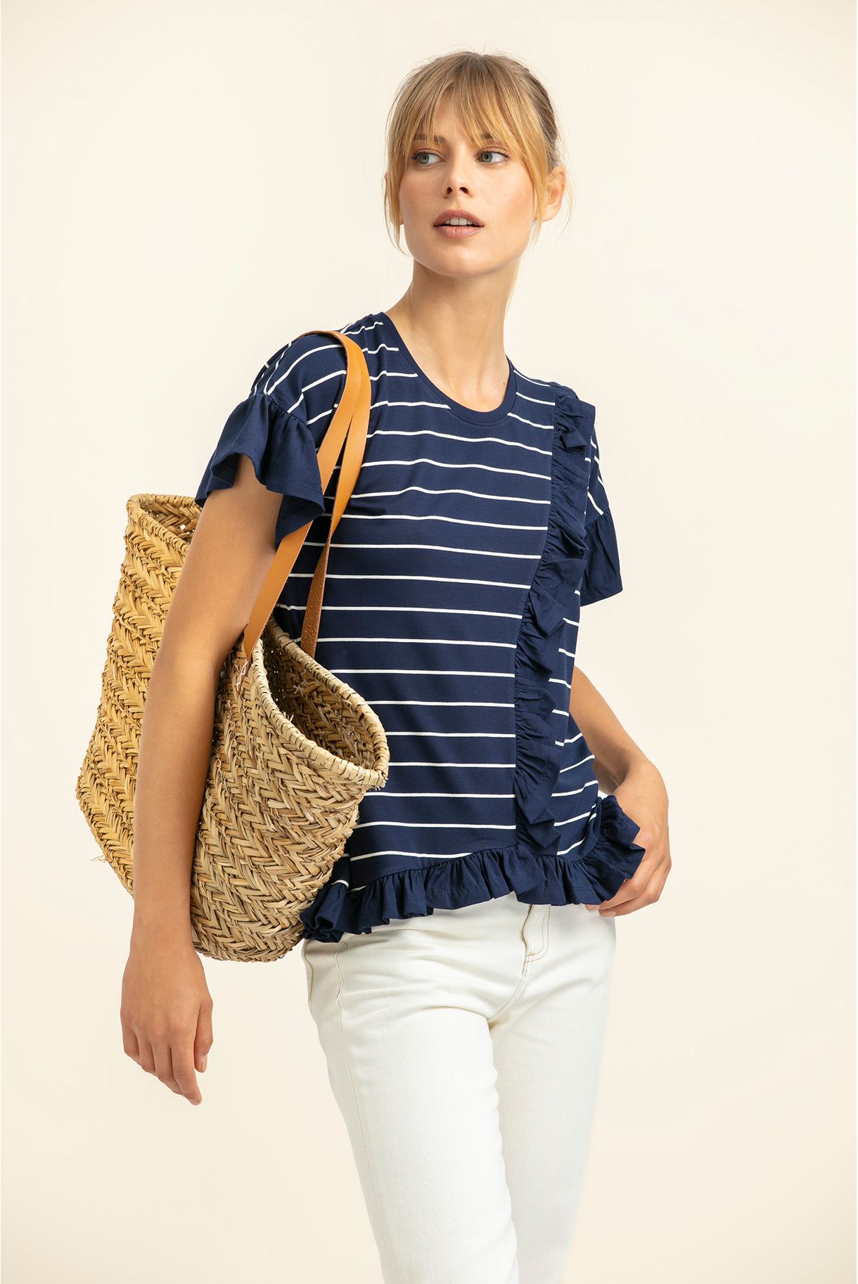 Stripe t-shirt with frill