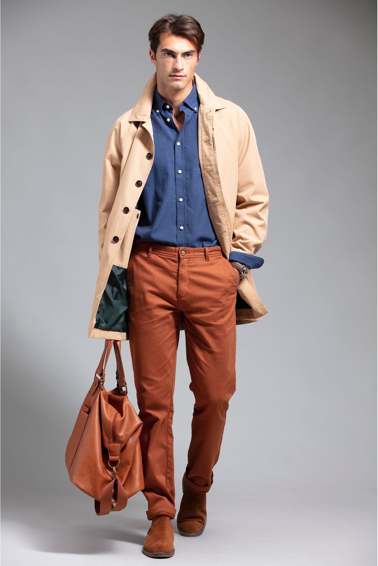 Contrast lining trench coat