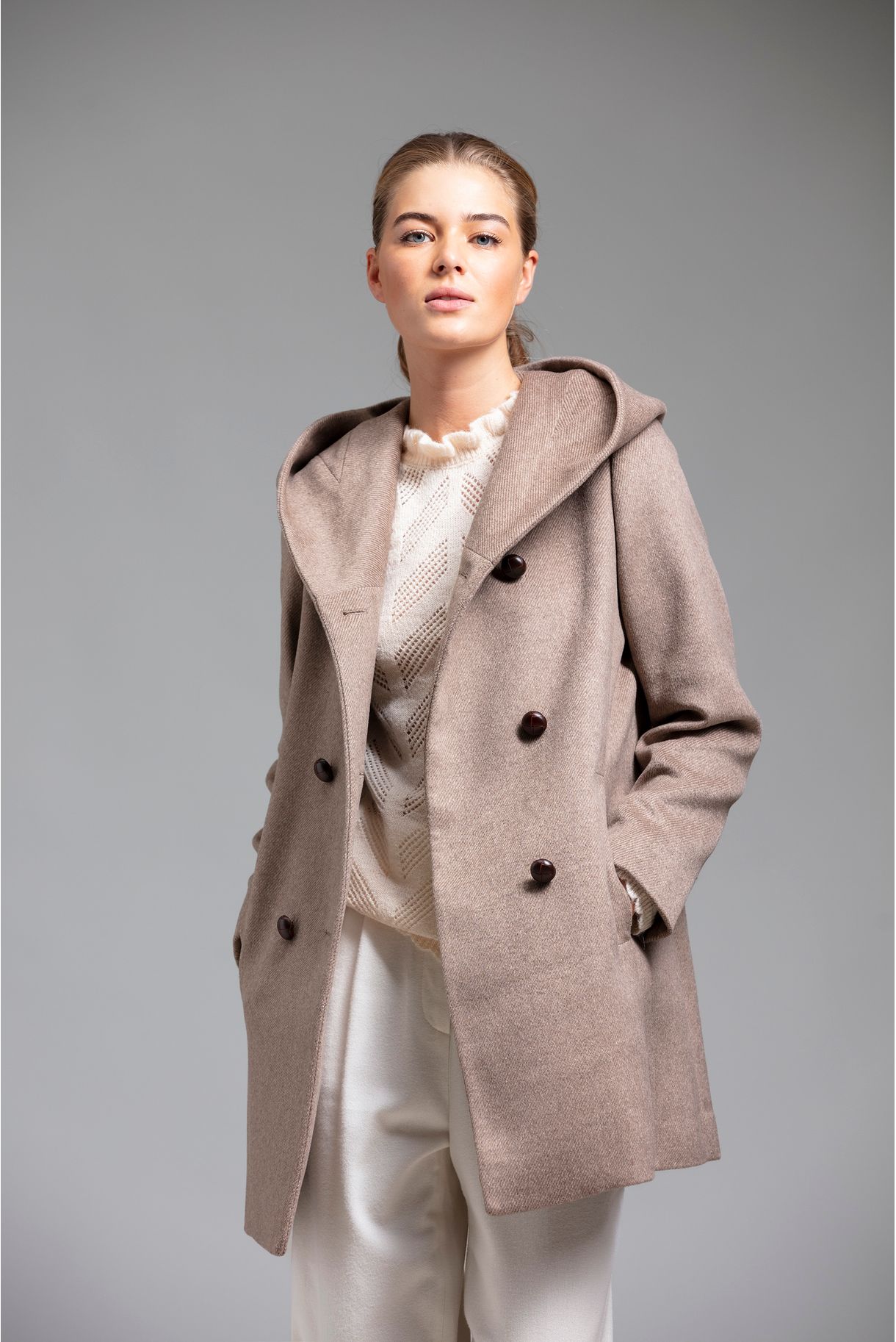 Wool hooded coat