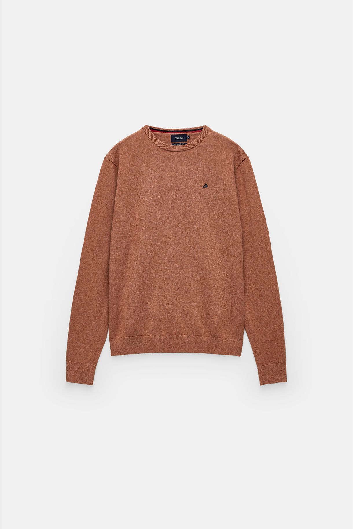 Round neck sweater in cotton and cashmere