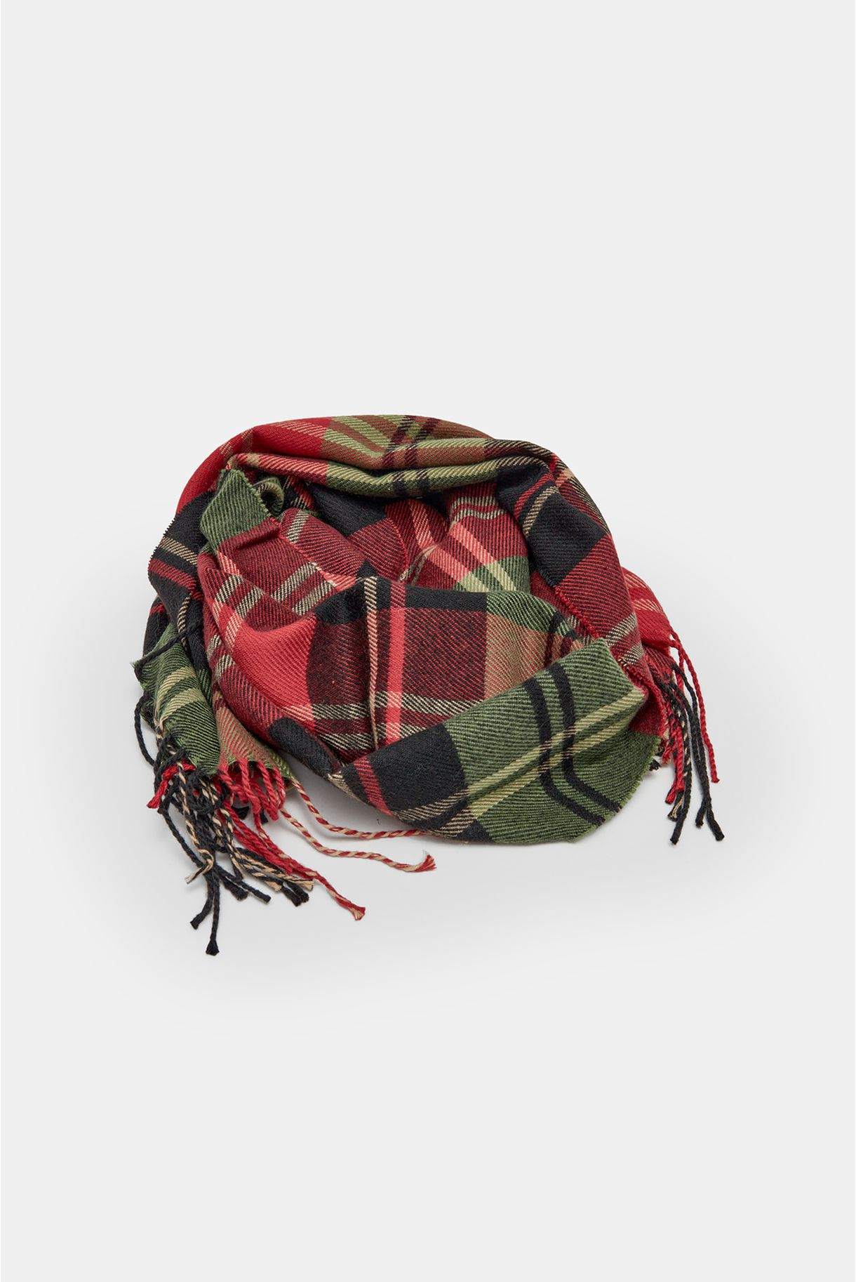 Red and green plaid scarf