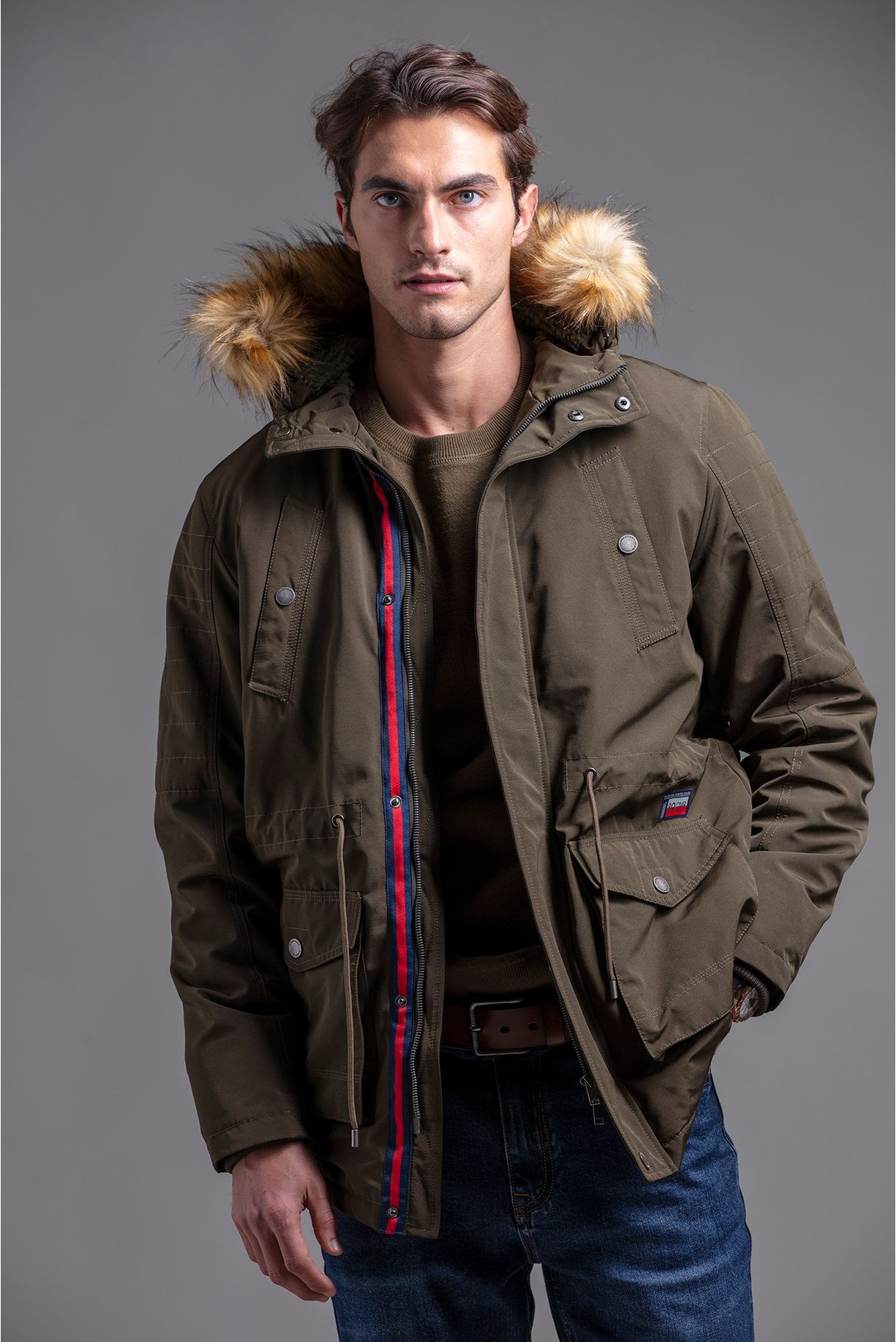 Parka with hood and sheep lining