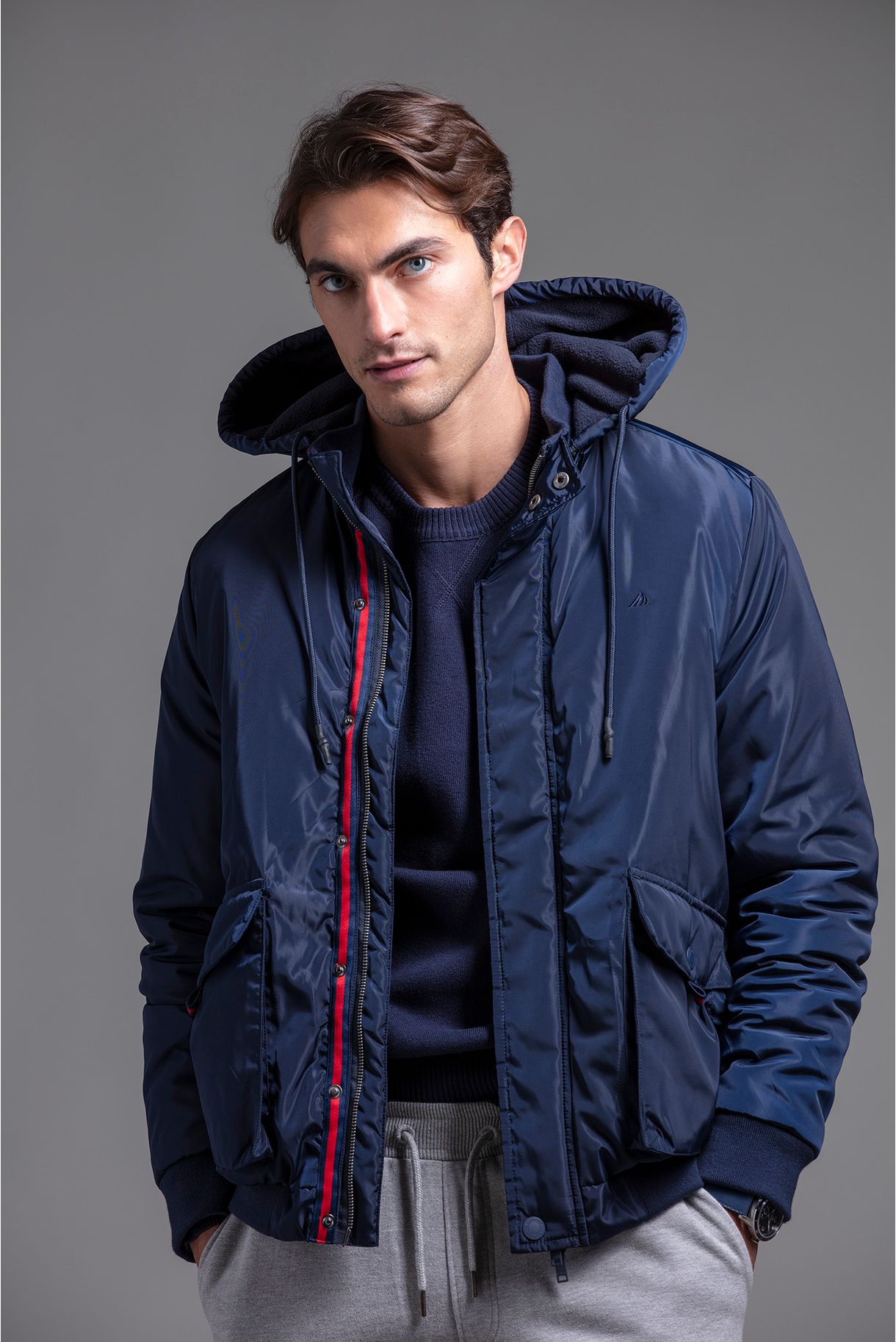 Windbreaker jacket with fleece lining
