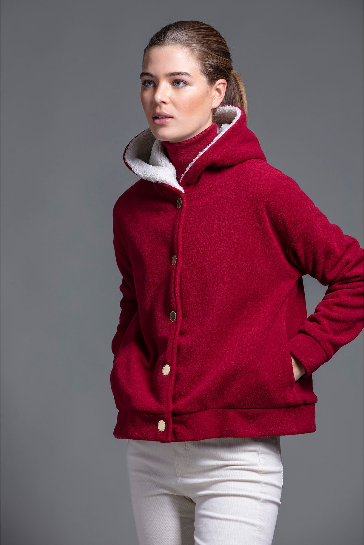 Polar lady gold buttons hooded