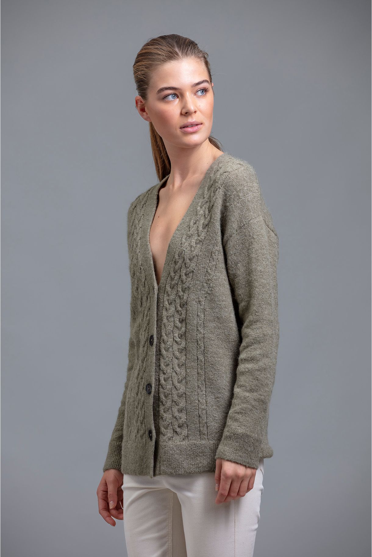 Wool braided effect knitted jacket