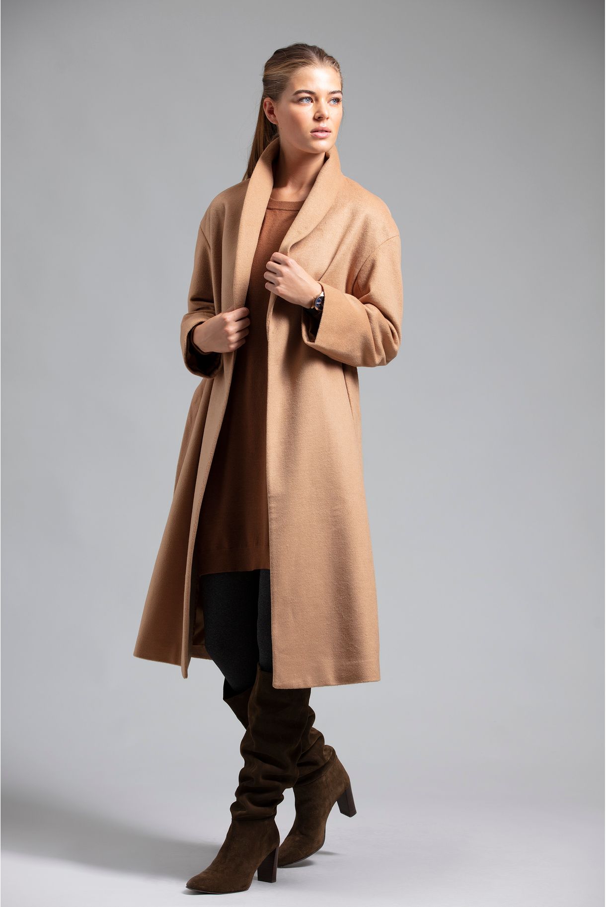 Wool coat with belt