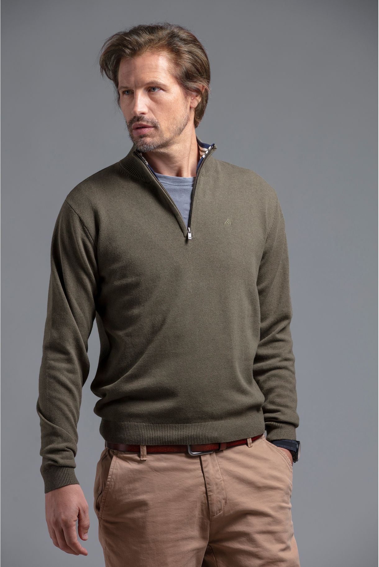 Half collar sweater with zipper