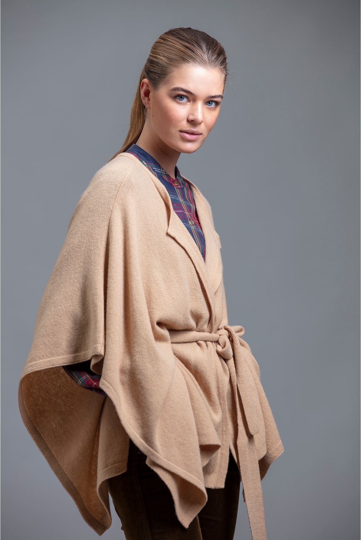 wool poncho with belt