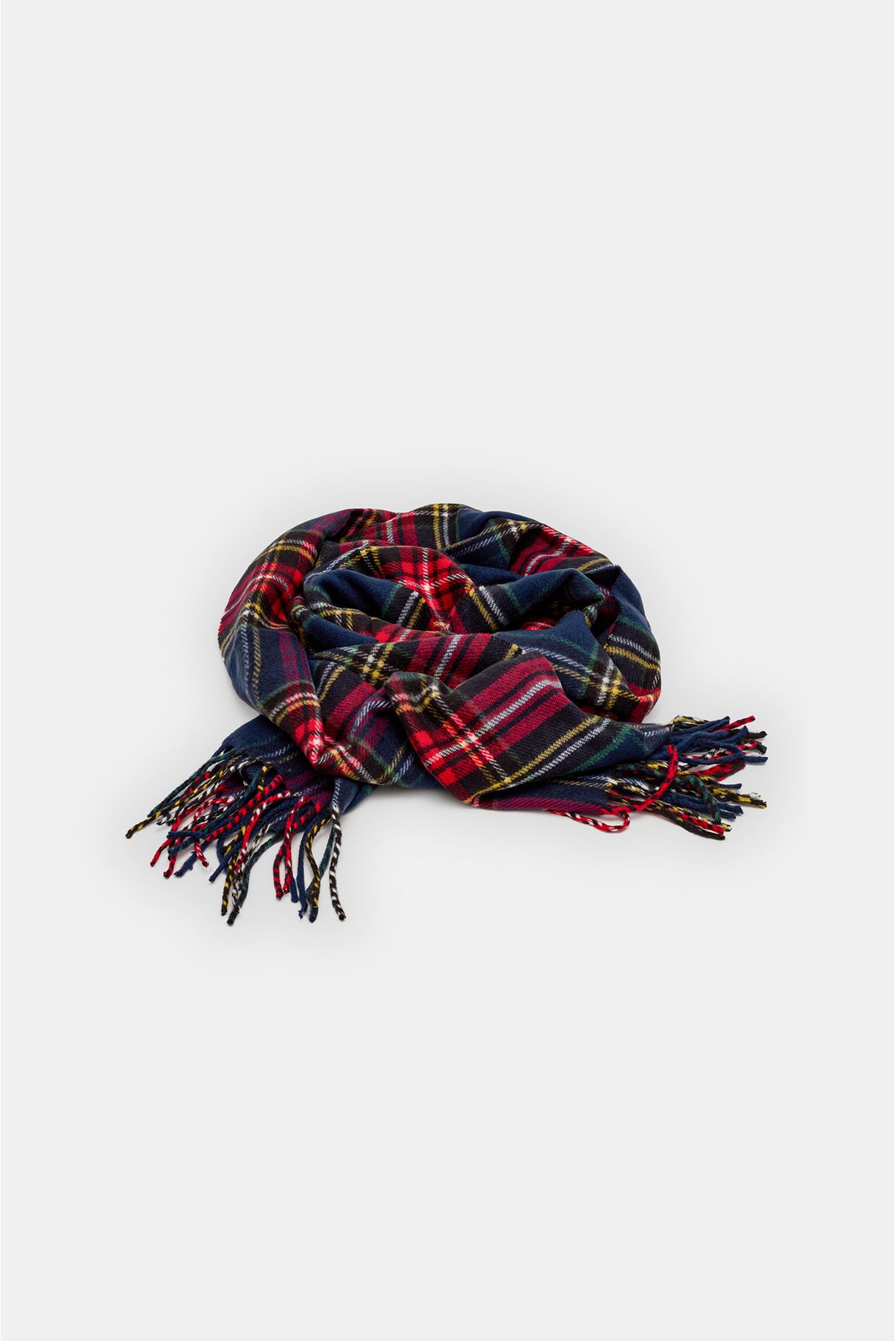 Men's plaid scarf with fringes