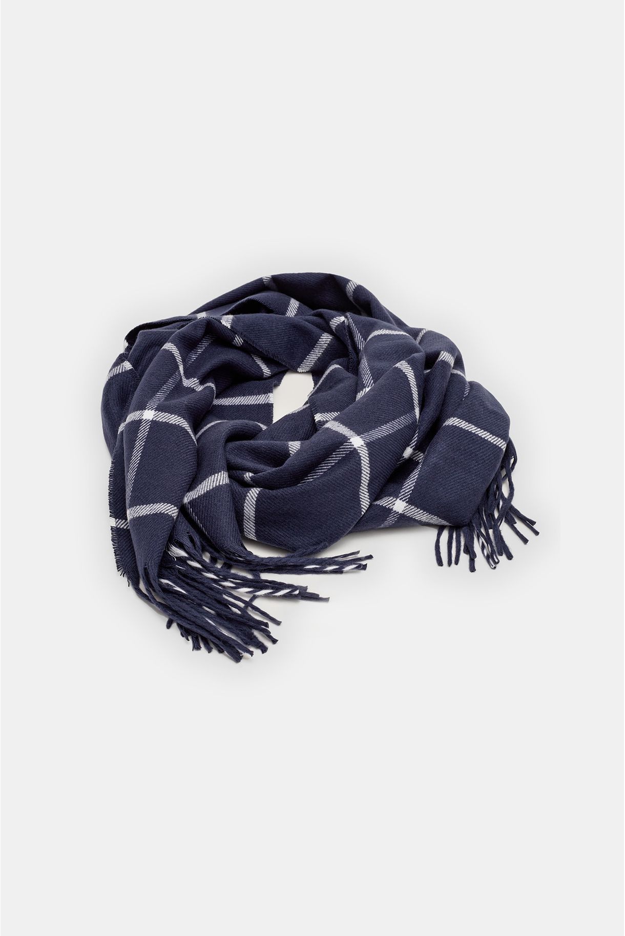Men's plaid scarf with fringes
