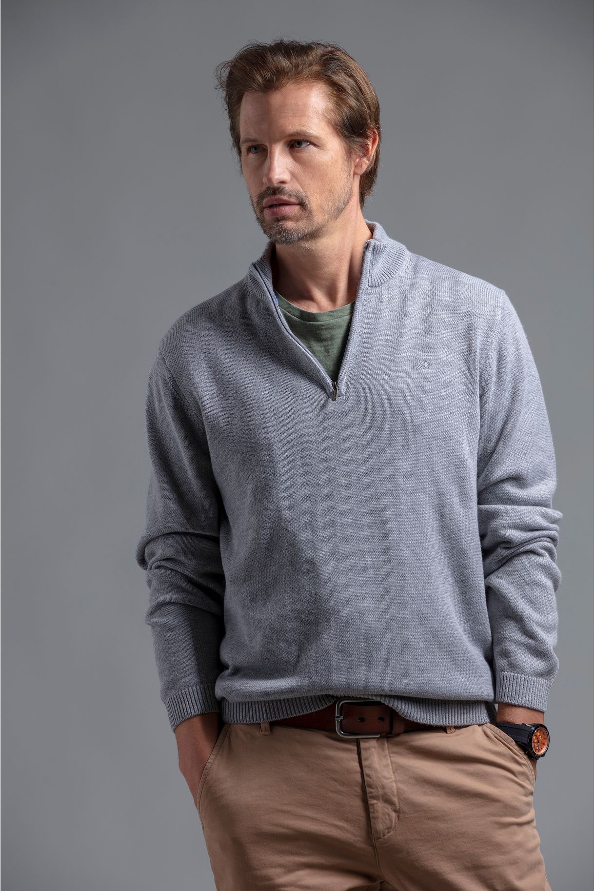 Wool 1/2 zipper sweater