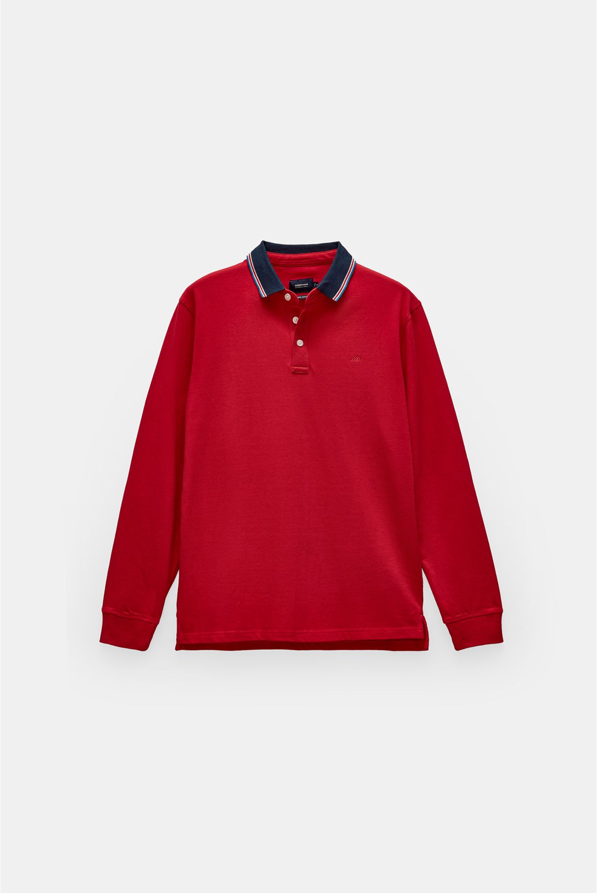Long-sleeved polo shirt with contrast collar