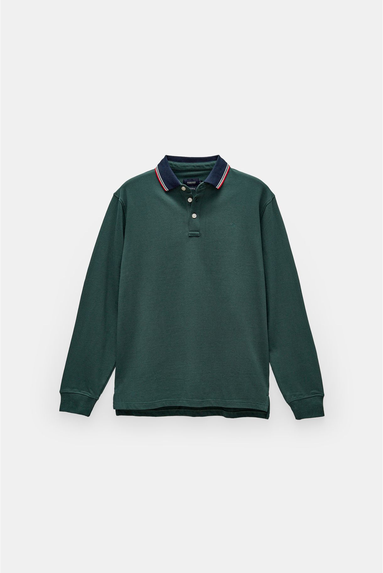 Long-sleeved polo shirt with contrast collar