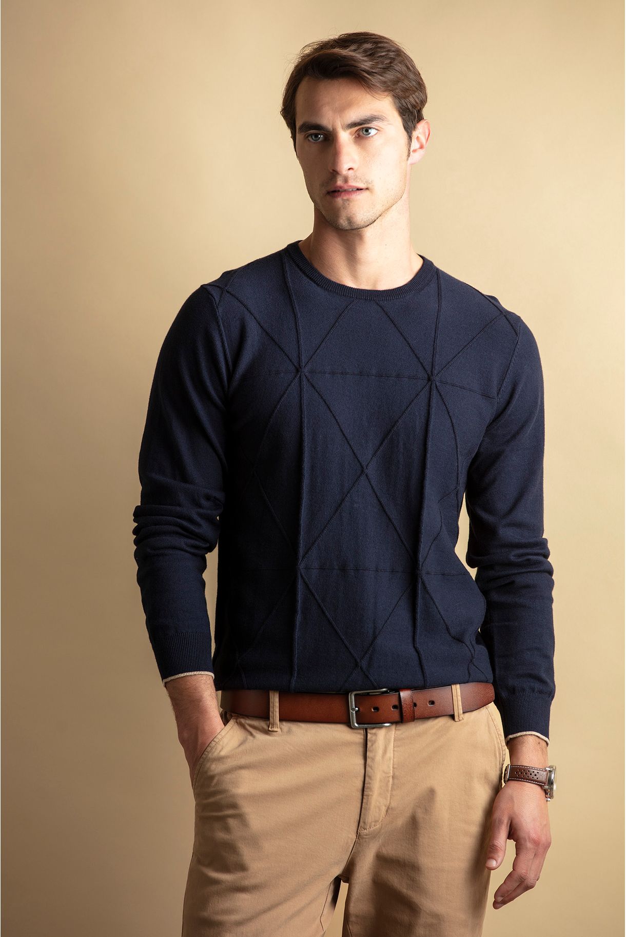 Sweater with embossed jacquard