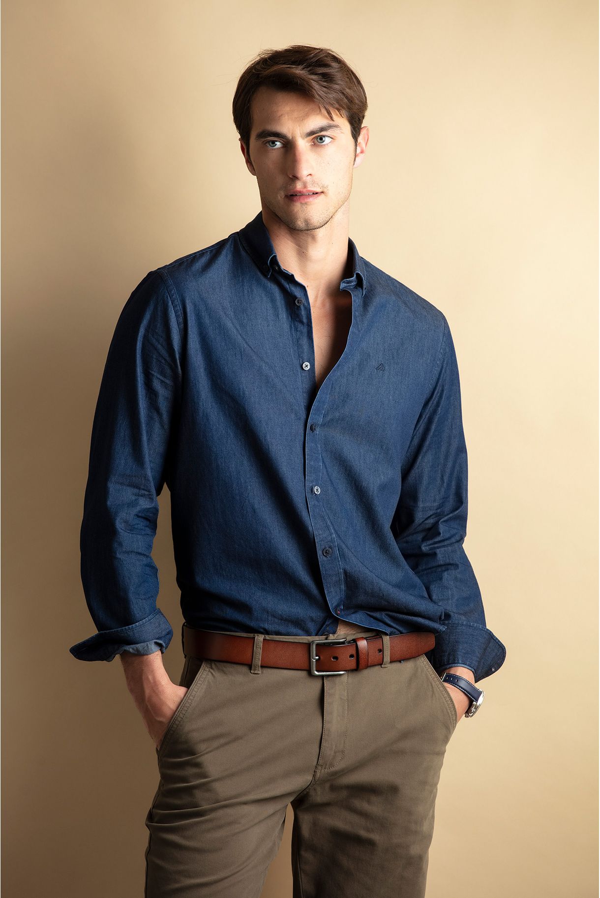 Dark wash denim shirt