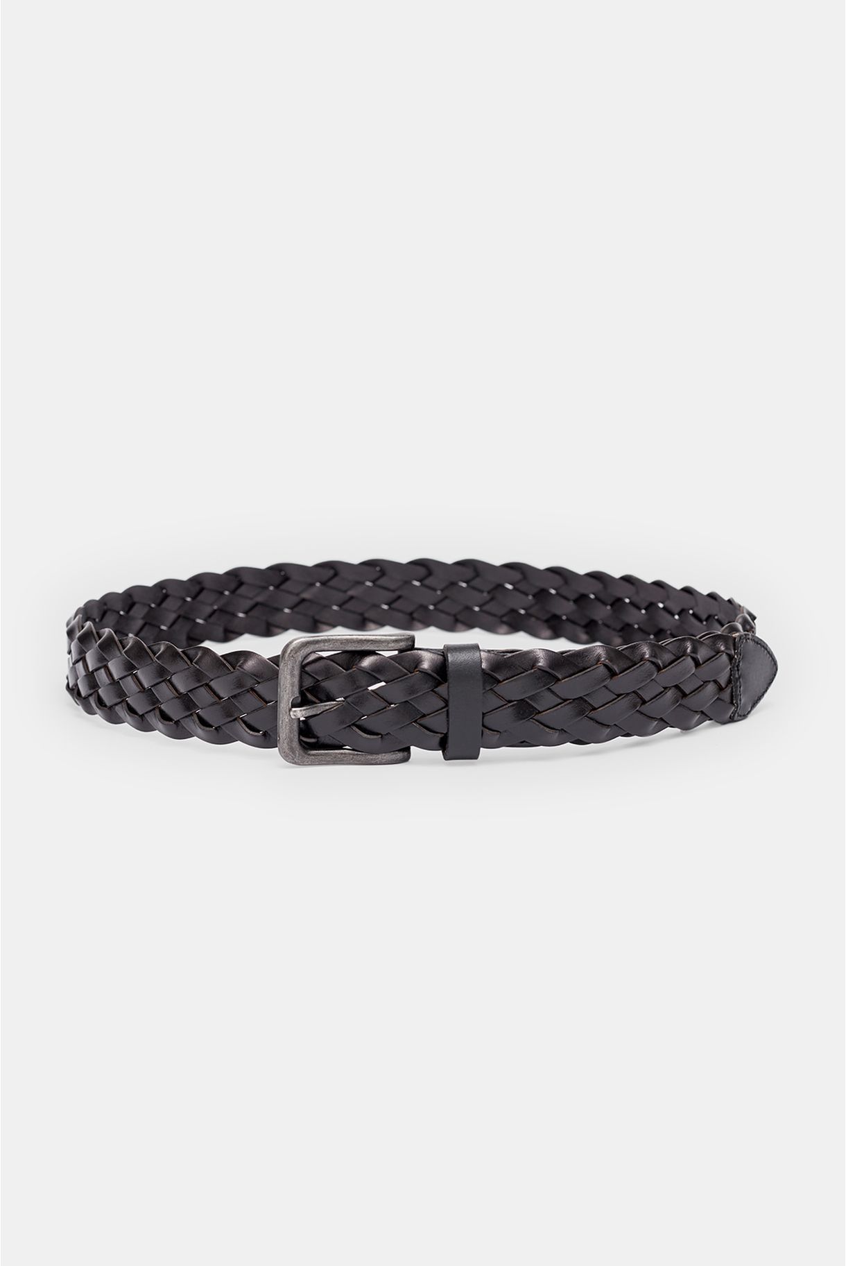 Leather braided belt