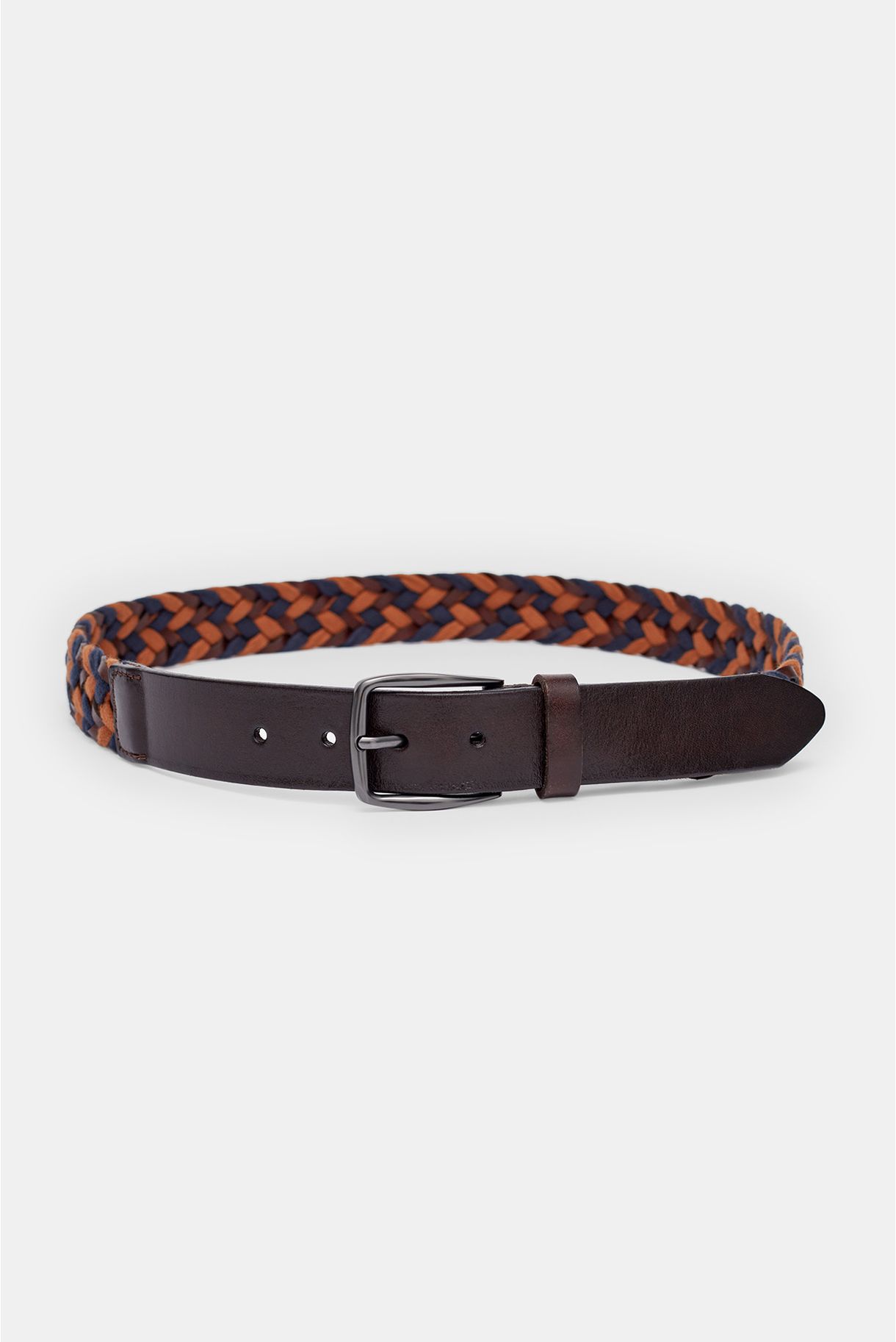 Multicolor braided leather belt