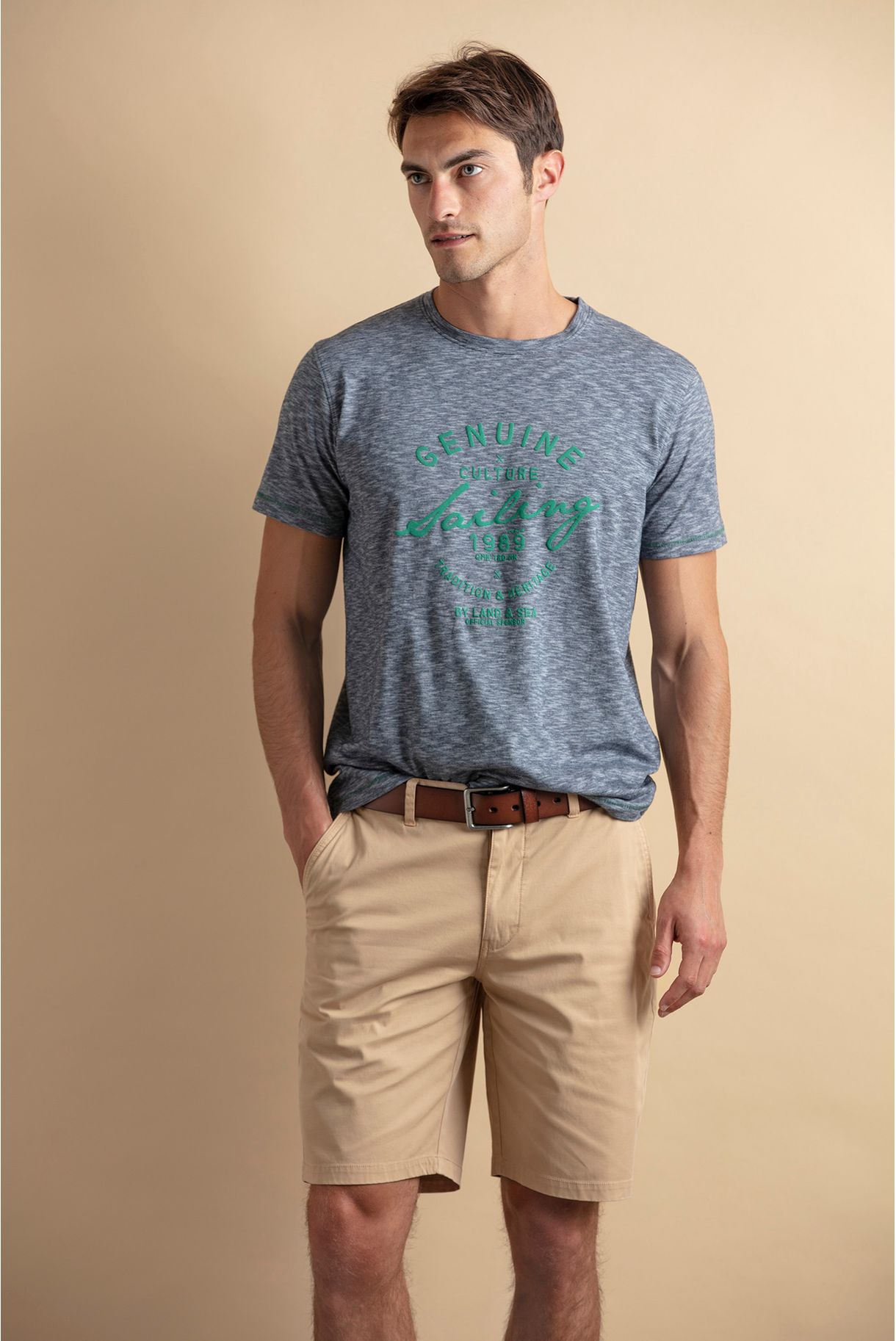 T-SHIRT WITH MICRO STRIPES AND PRINT
