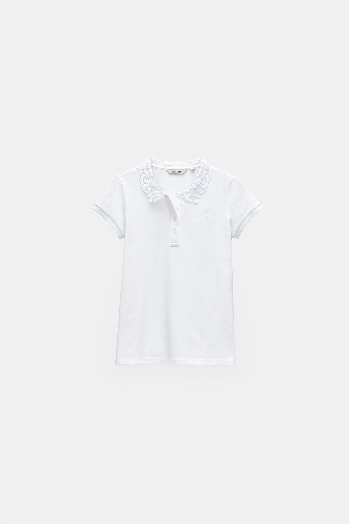 Polo shirt with lace collar