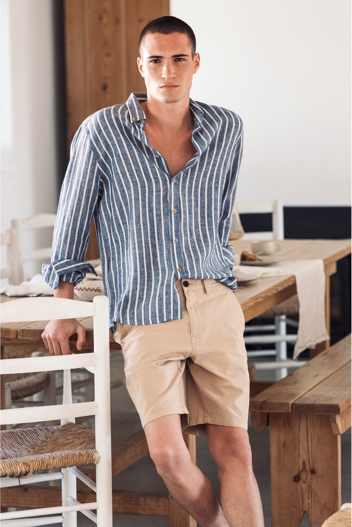 100% linen striped shirt