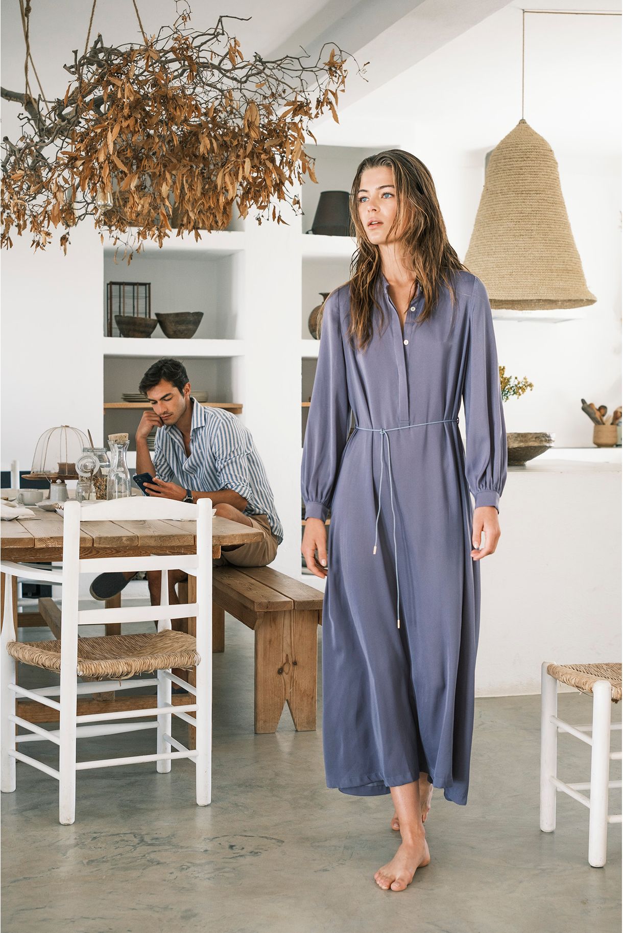 Long dress with belt