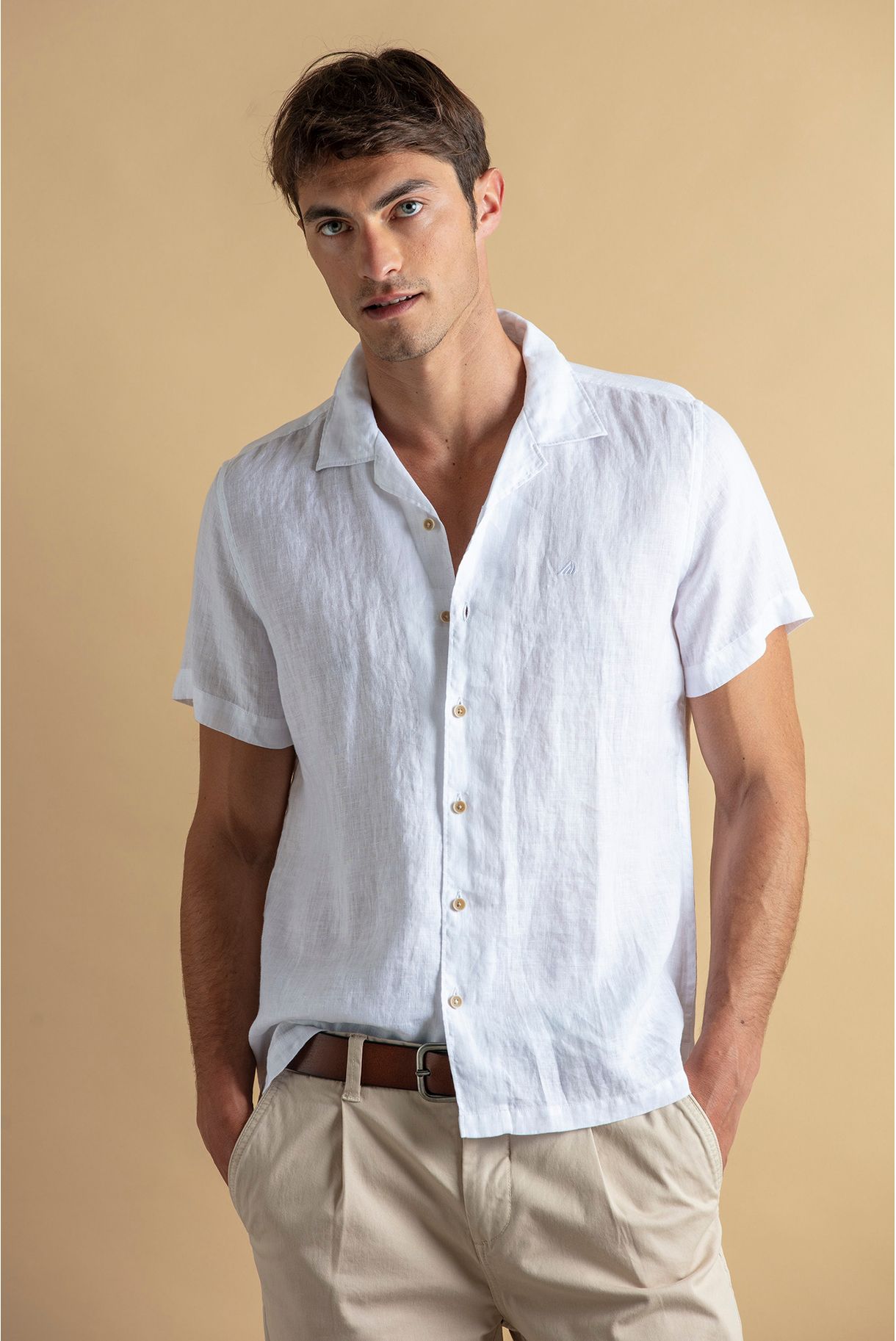 100% linen short-sleeved shirt