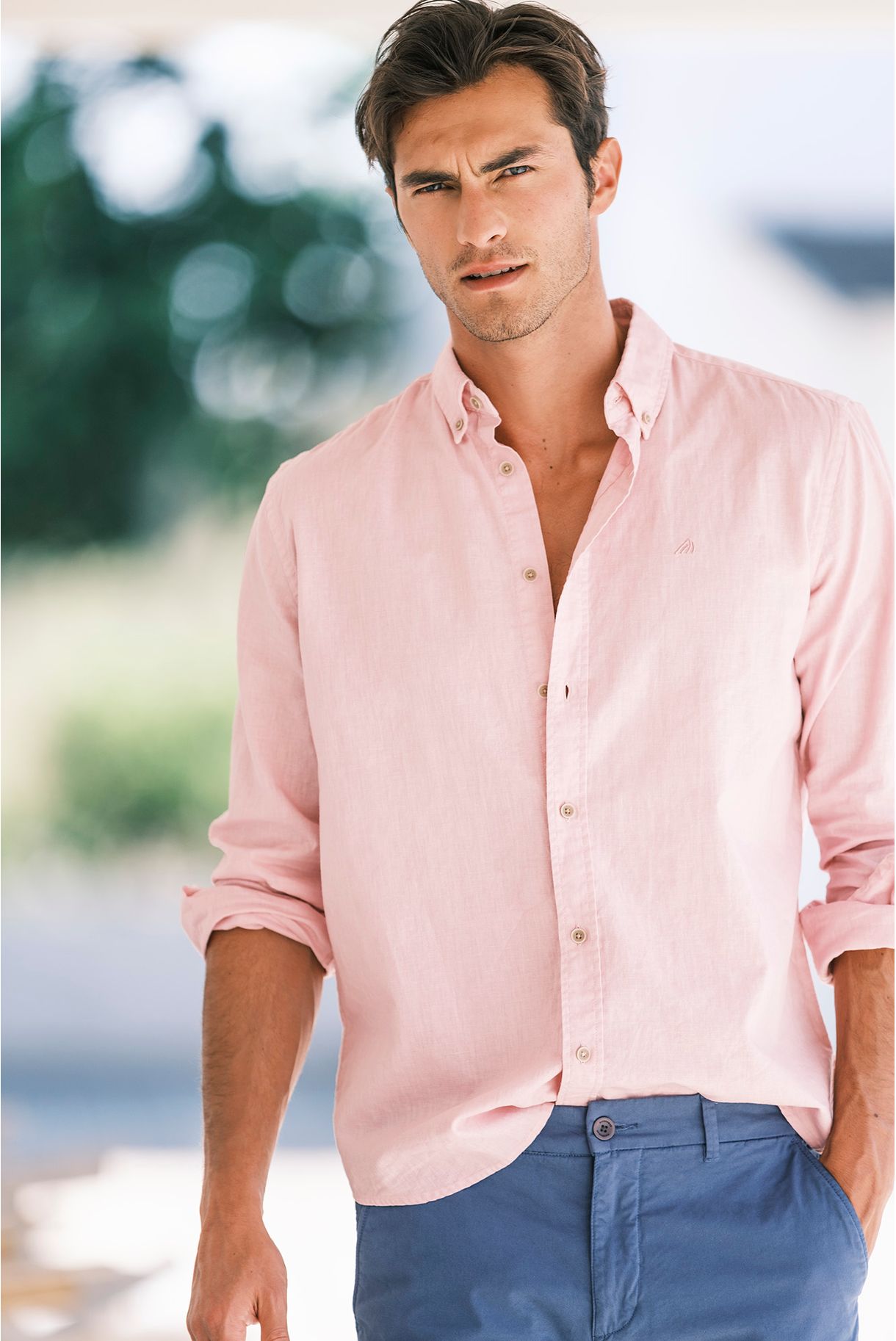Basic cotton and linen shirt