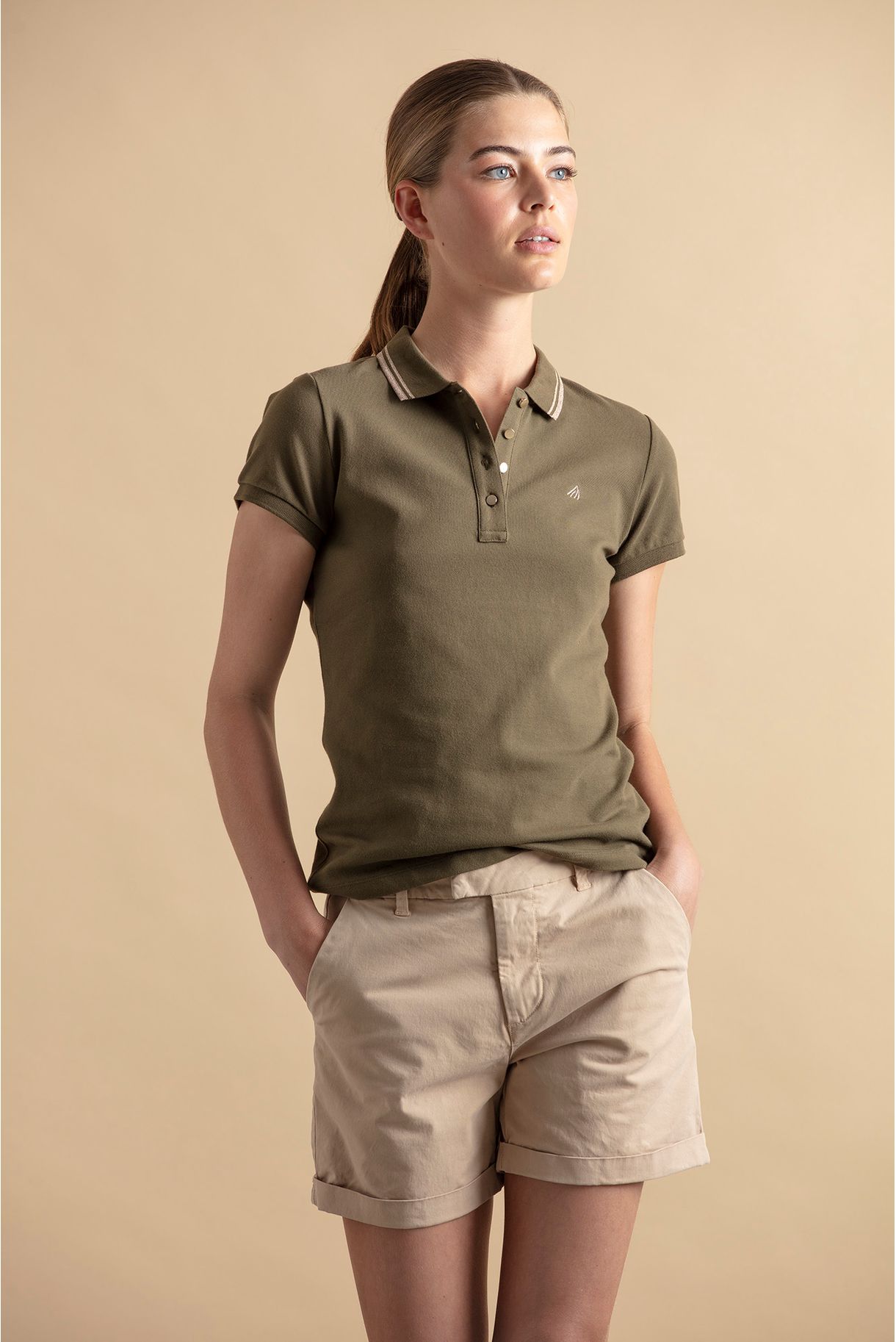 Polo shirt with gold buttons