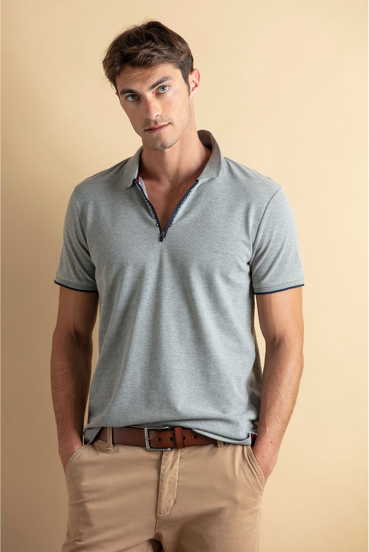 men's polo shirt with zip