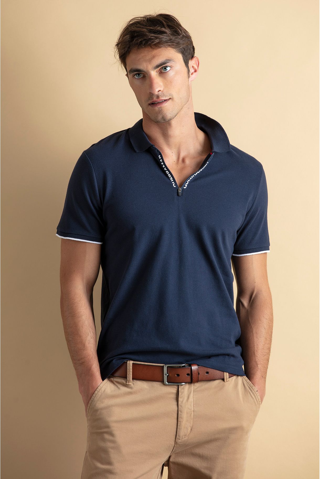 men's polo shirt with zip