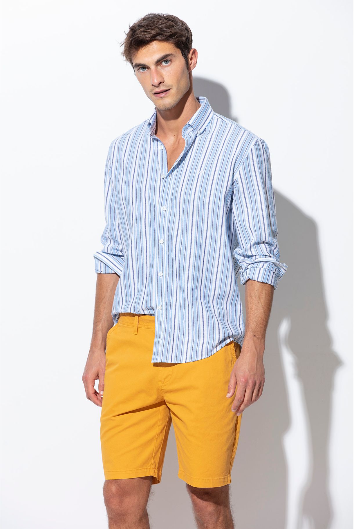 CAMISA EM ALGODÃO LINHO RISCADORA