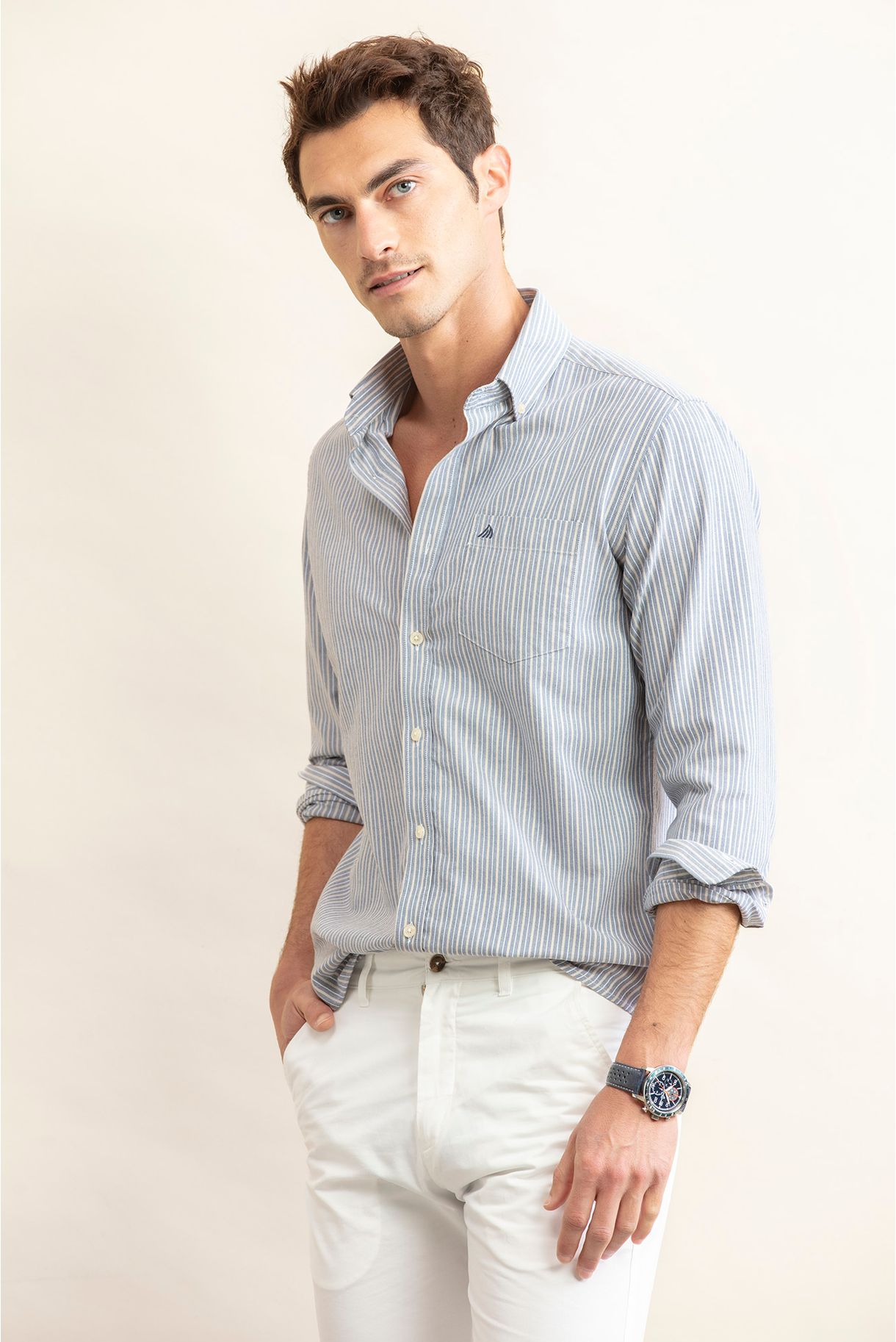 CAMISA OXFORD COM RISCAS