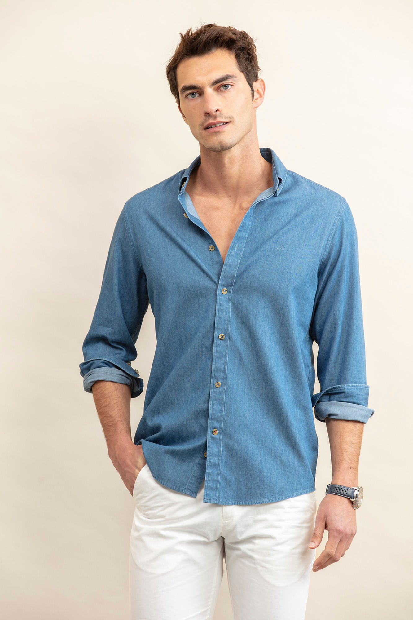 Makkrom Men's Casual Button Down Cotton Linen Shirts Long Sleeve Band  Collar Beach Shirt Top