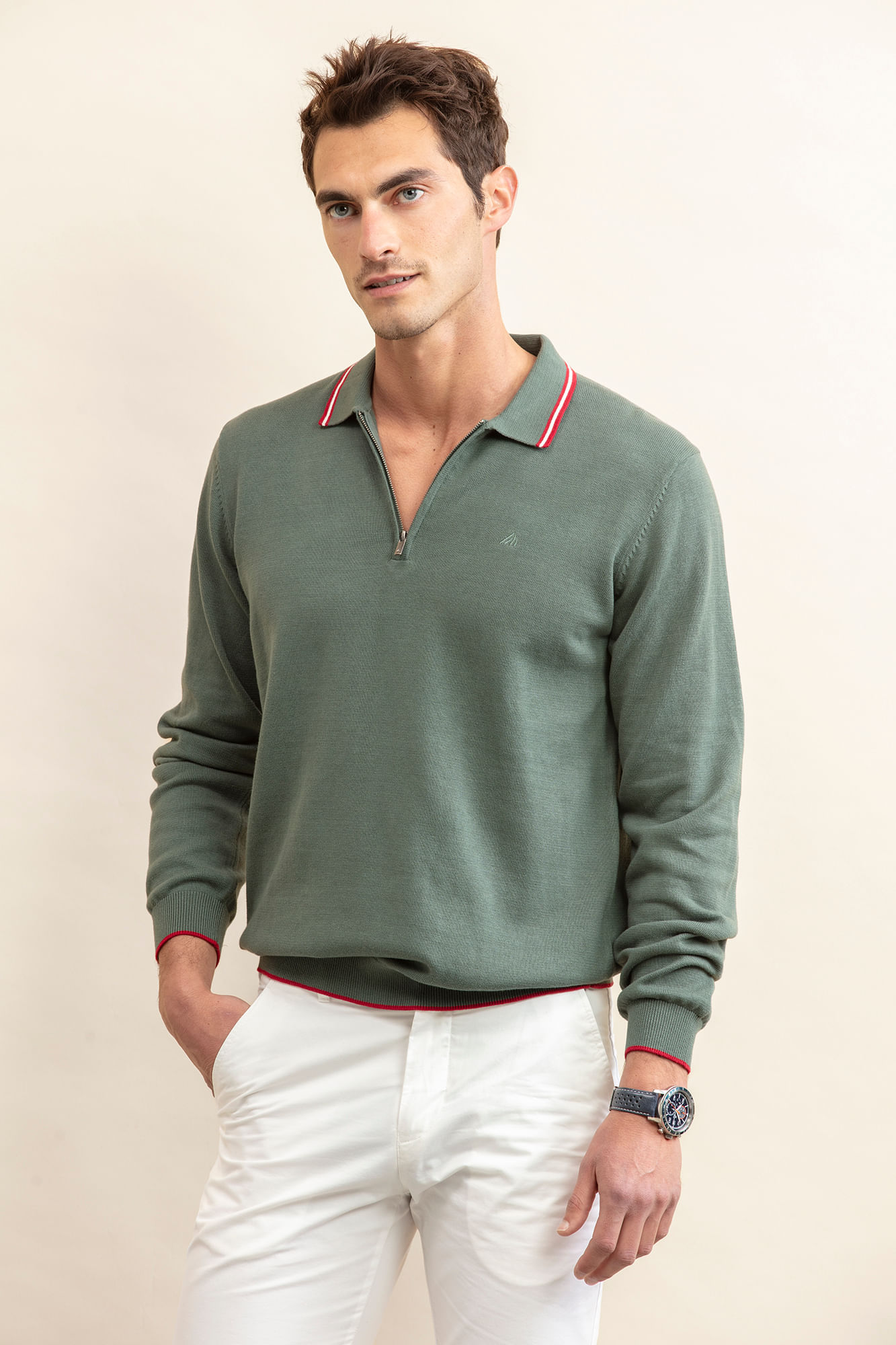 CAMISOLA MALHA COM GOLA POLO