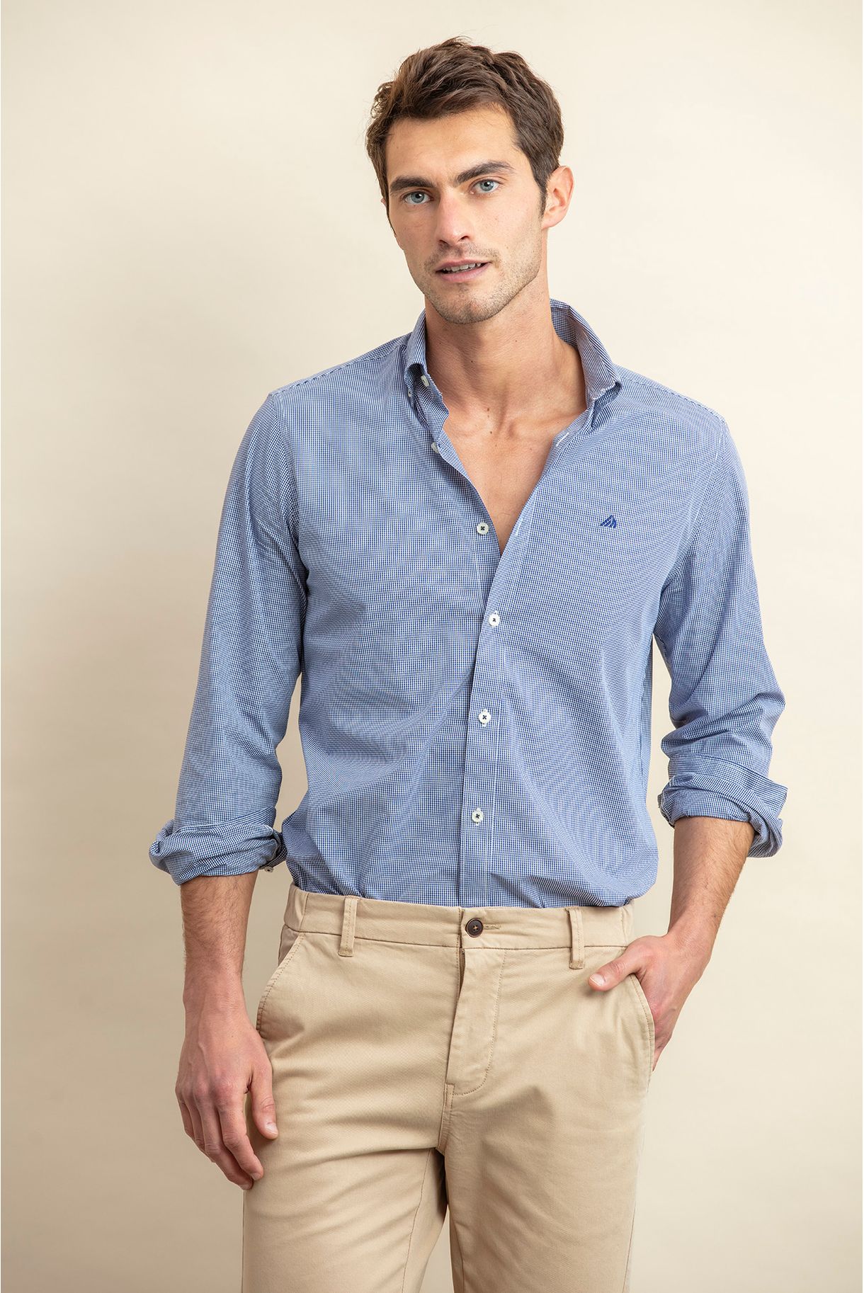 COTTON SHIRT WITH MICROSQUARES
