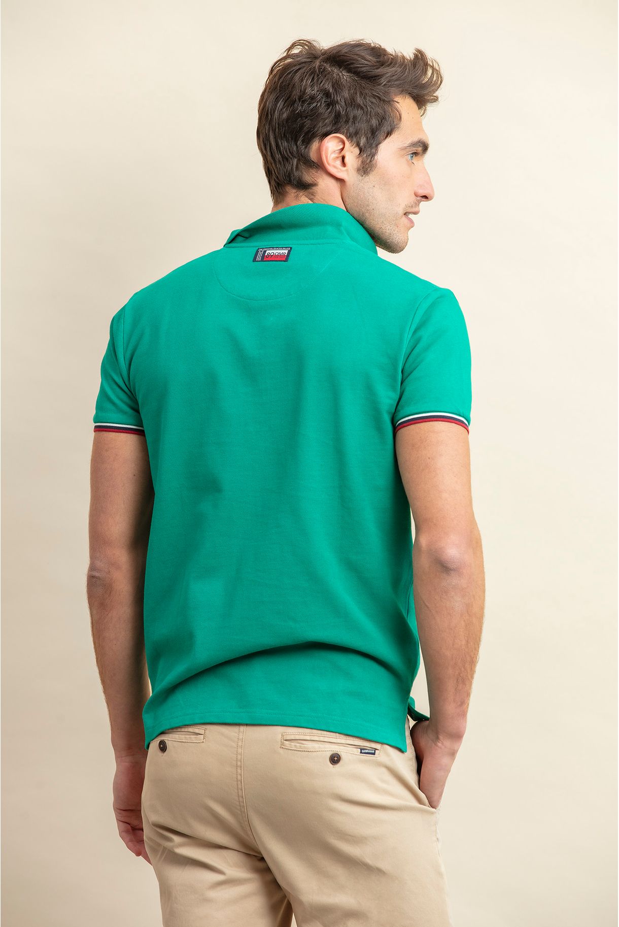 PIQUET POLO WITH STRIPES ON THE RIB