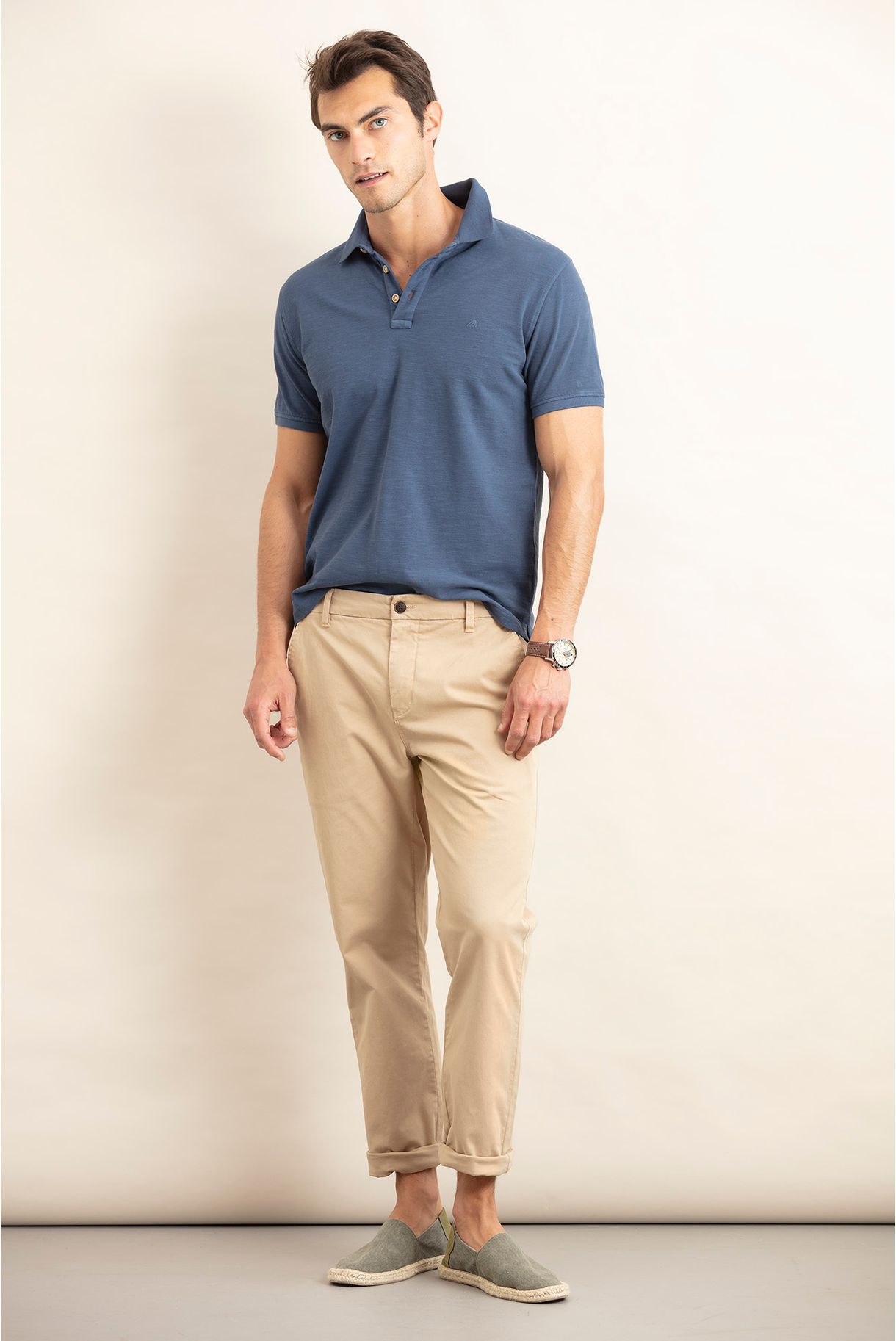 POLO GARMENT DYE EM SLUB COM LOGO