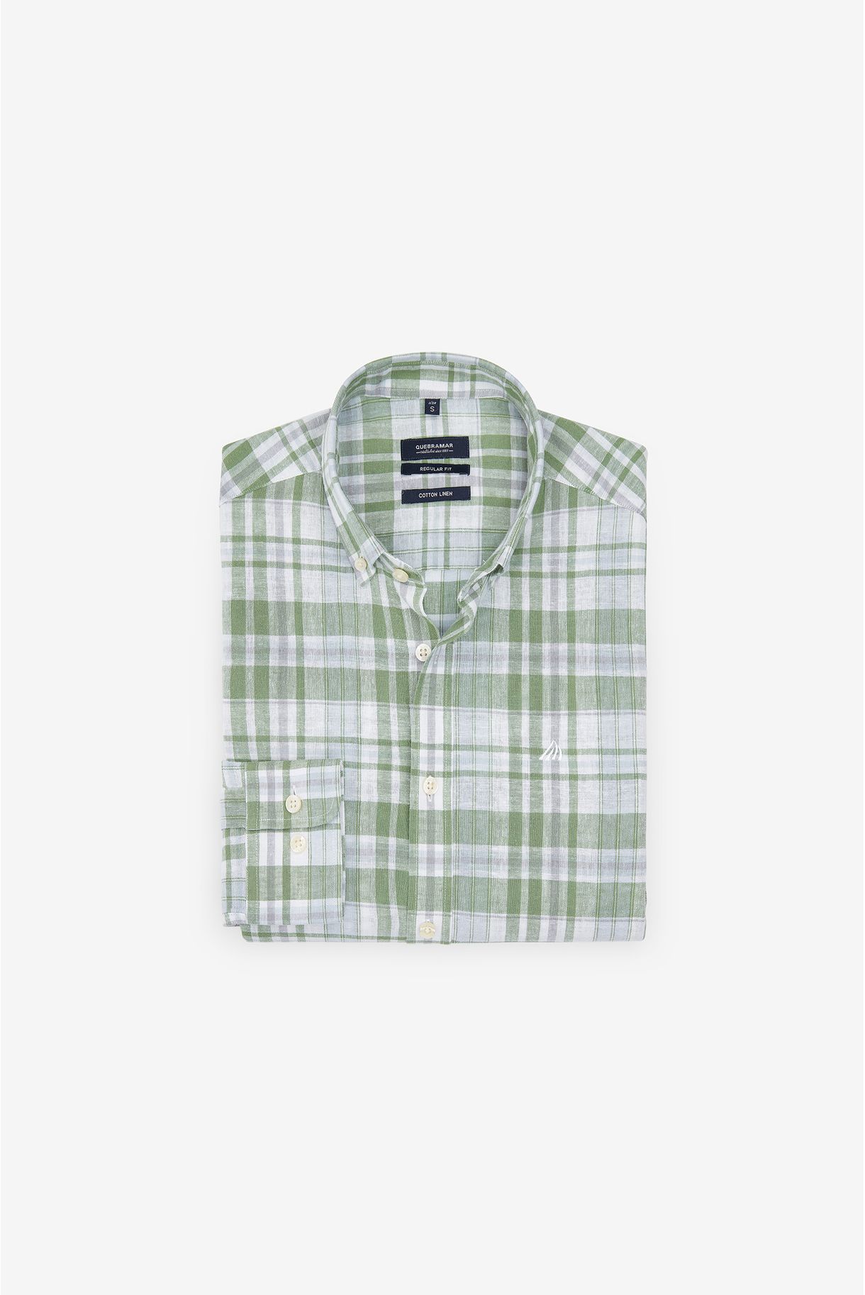 CAMISA DE ALGODÃO E LINHOS AOS QUADRADOS