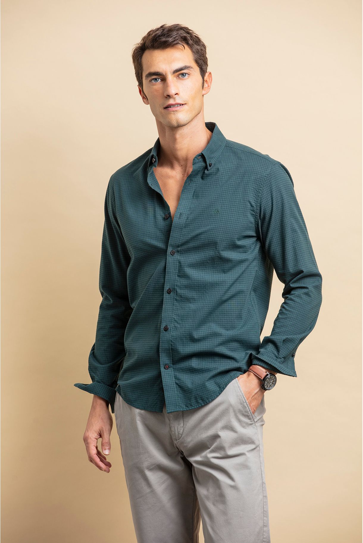 GARMENT DYE SHIRT WITH SQUARES