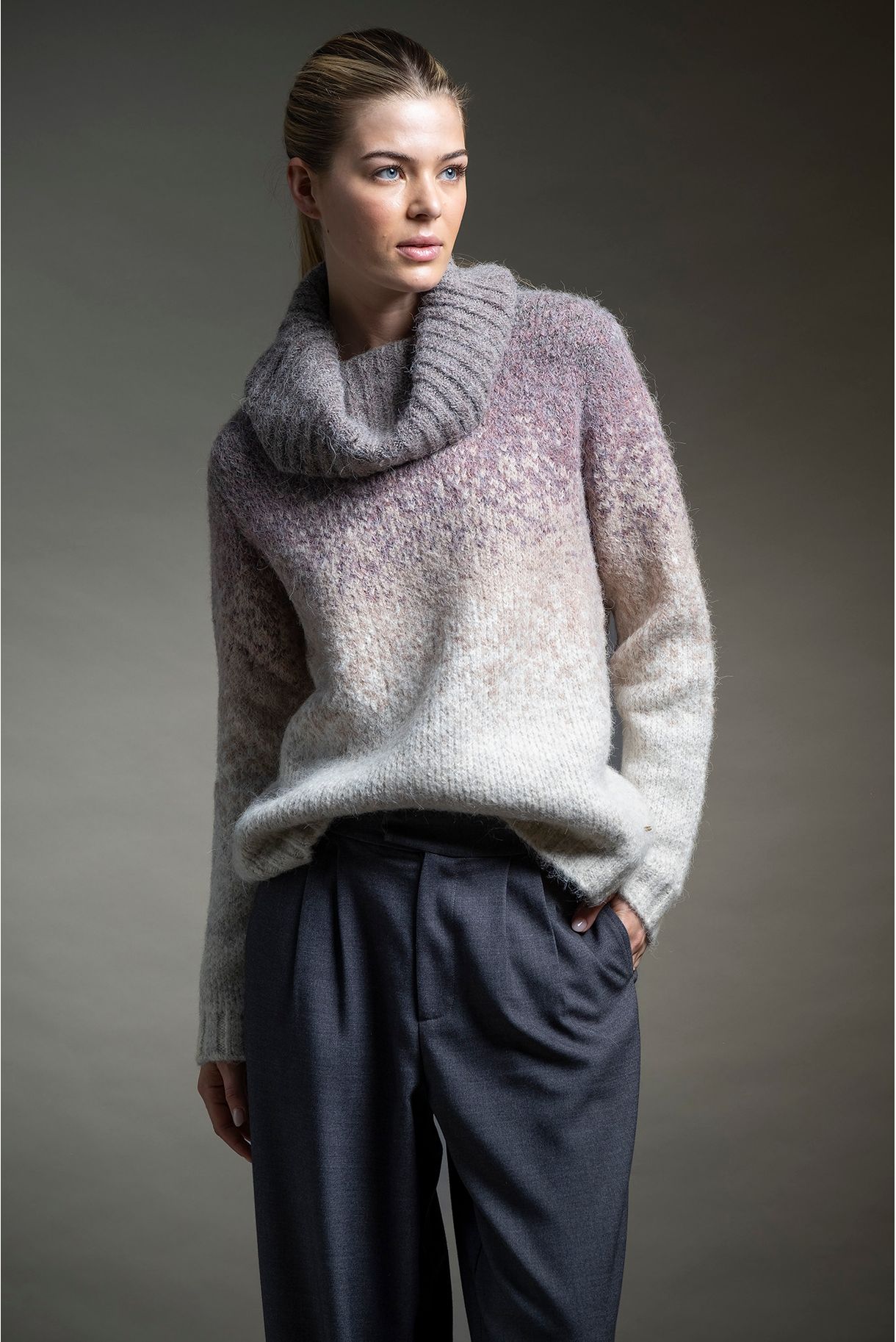 JACQUARD HIGH NECK SWEATER