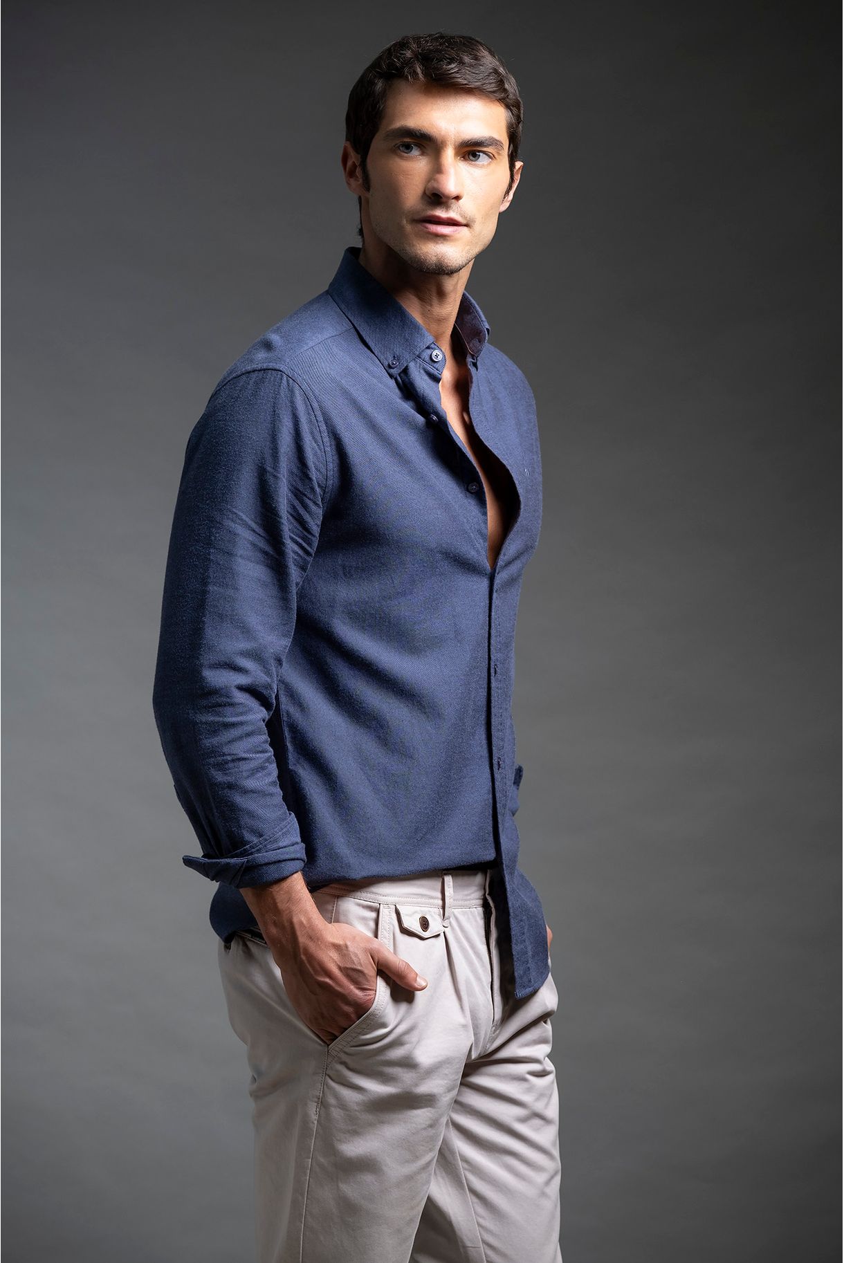 CAMISA BÁSICA SARJA MELANGE