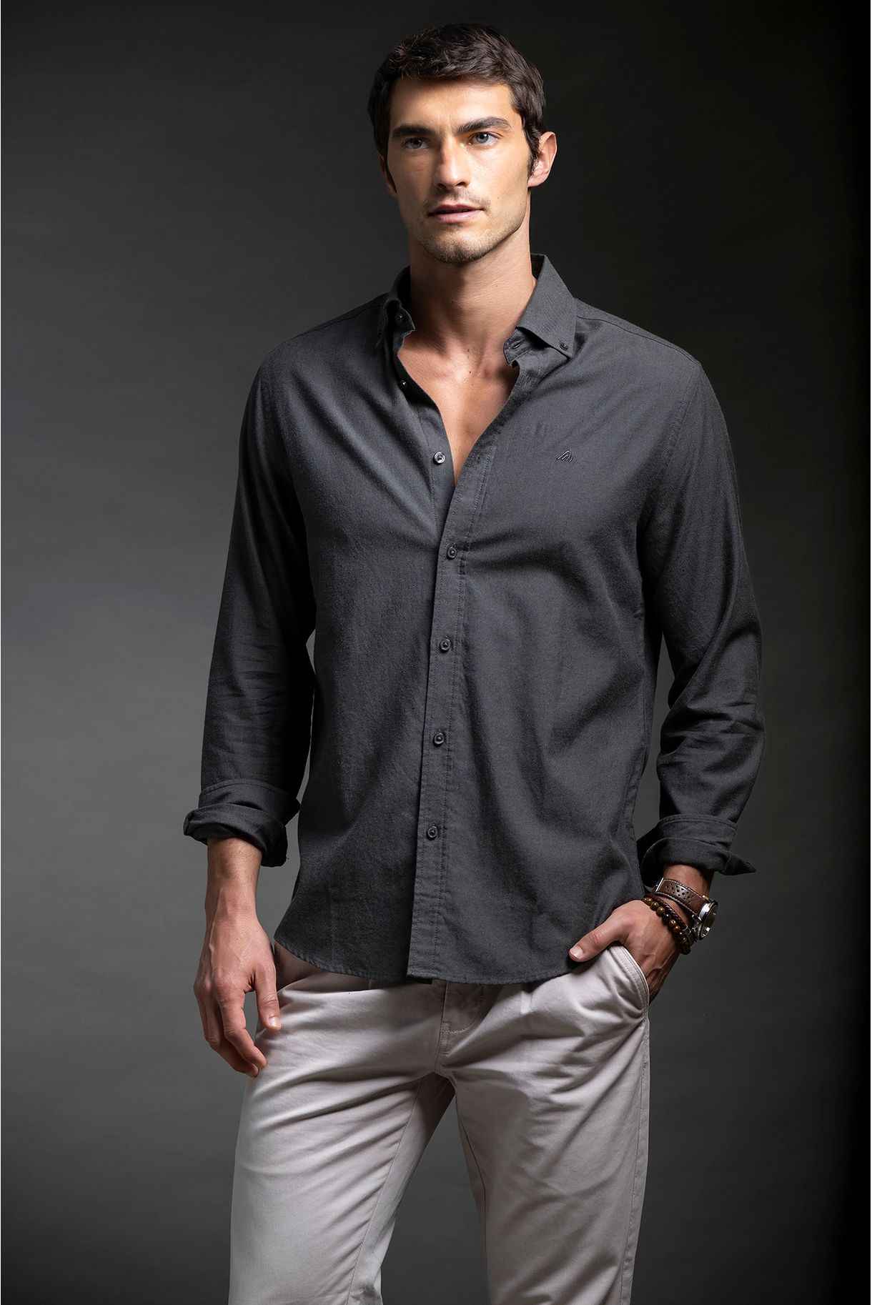 CAMISA BÁSICA SARJA MELANGE